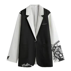 All-Over Print Women's Leisure Blazer | 245GSM Cotton cougar Mafia