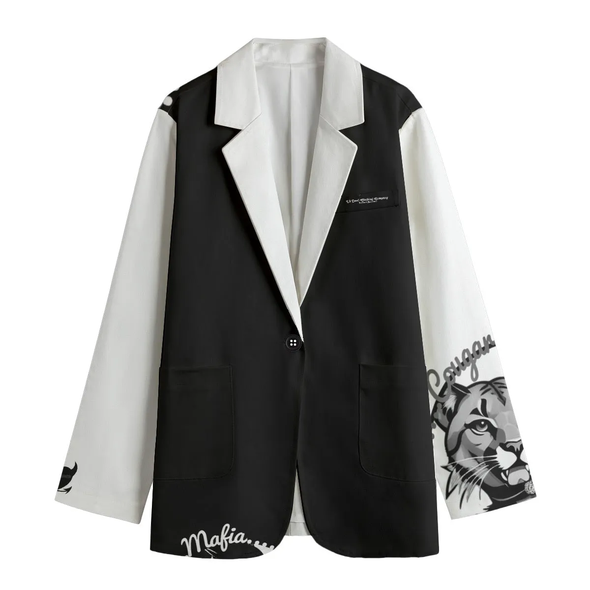All-Over Print Women's Leisure Blazer | 245GSM Cotton cougar Mafia
