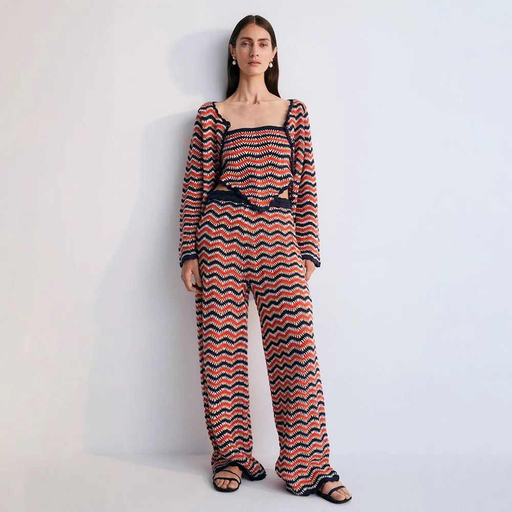 Areti Woman's Cardigan & Pants Set | Chili