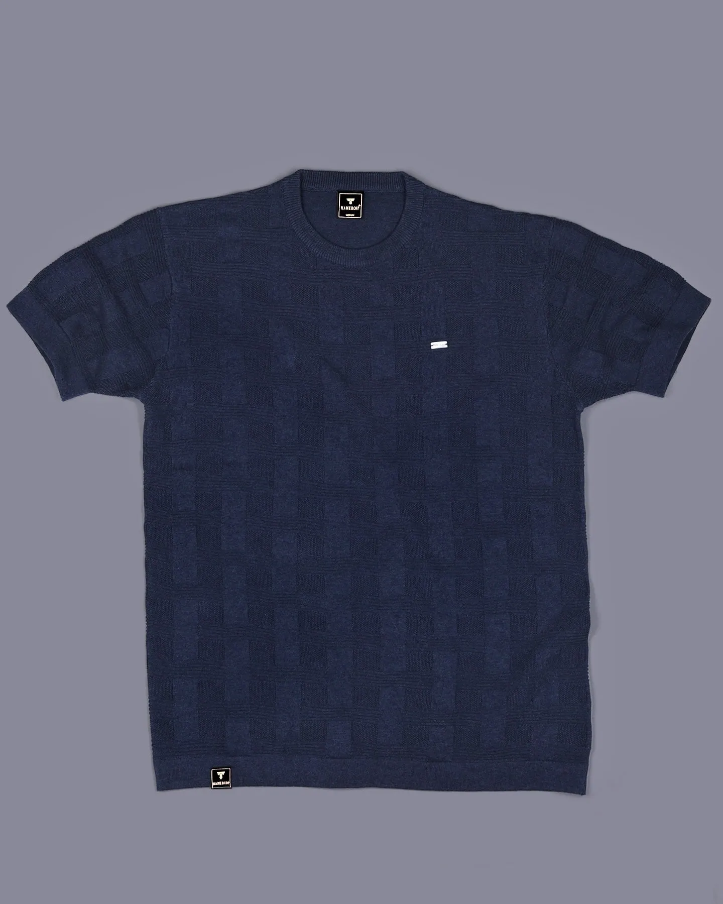 Aristo NavyBlue Knitted Melange Cotton T-Shirt