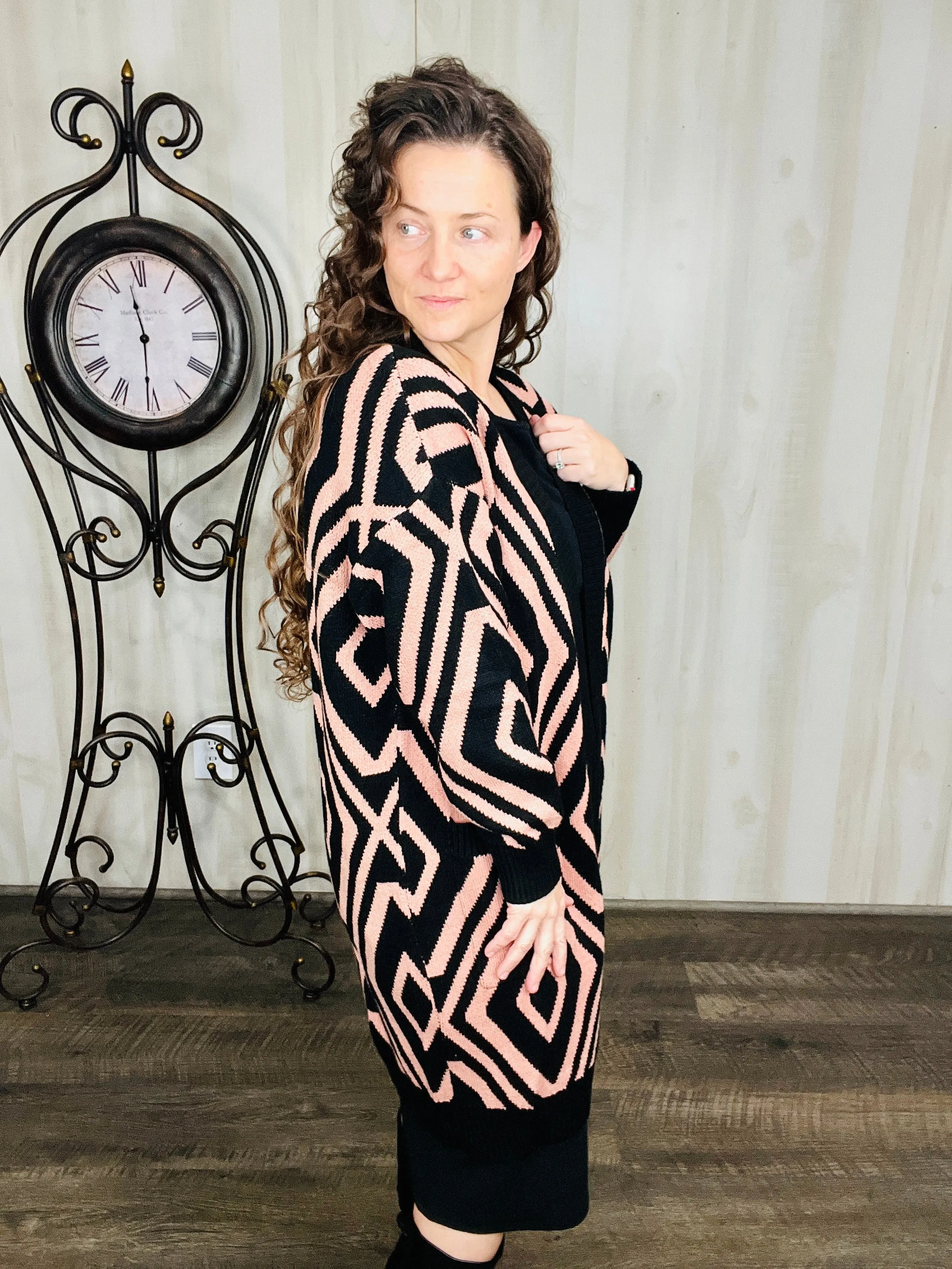 Aztec Print Sweater Cardigan