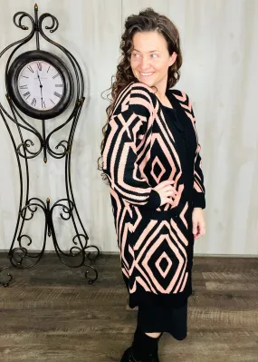 Aztec Print Sweater Cardigan