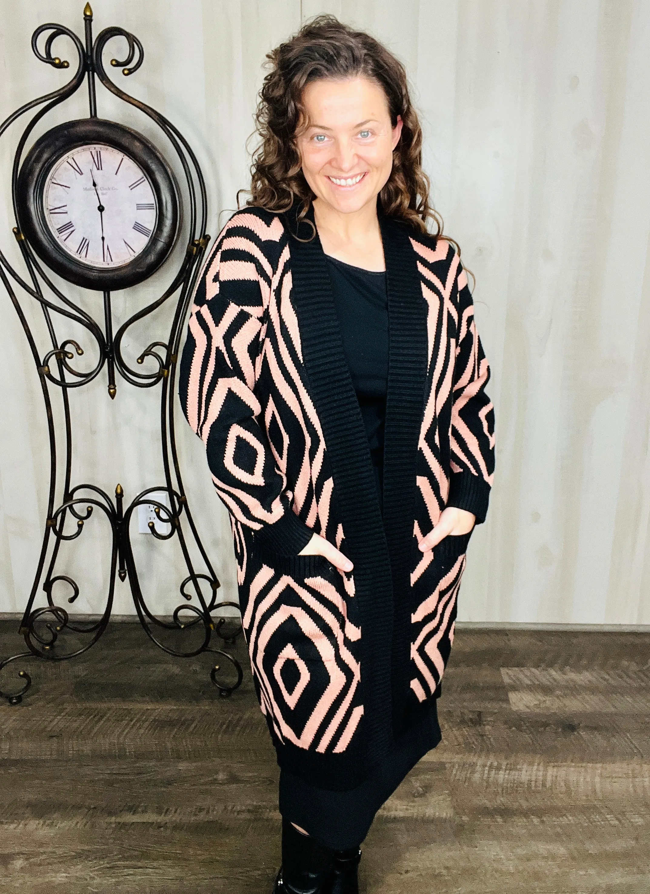 Aztec Print Sweater Cardigan