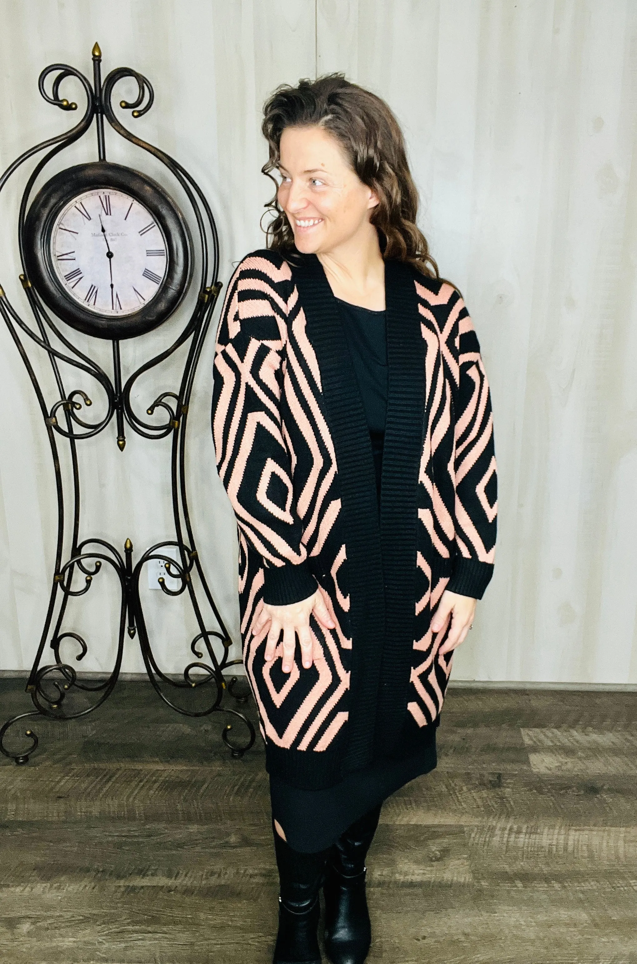 Aztec Print Sweater Cardigan