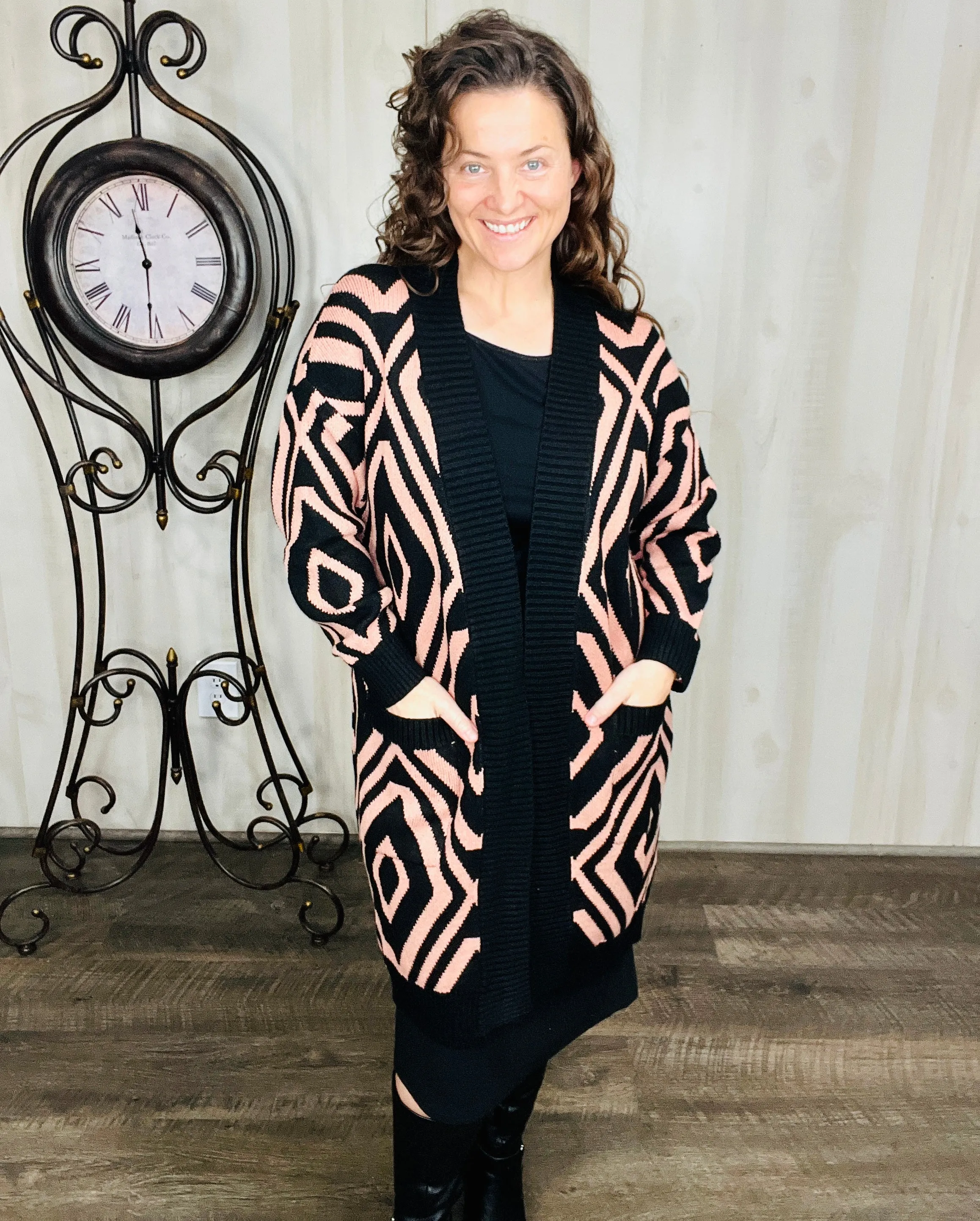 Aztec Print Sweater Cardigan