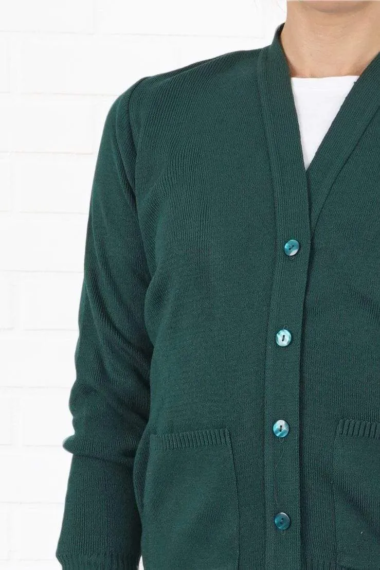 Balmoral Women V-Neck Soft Touch Patch Pockets Button-Up Cardigan
