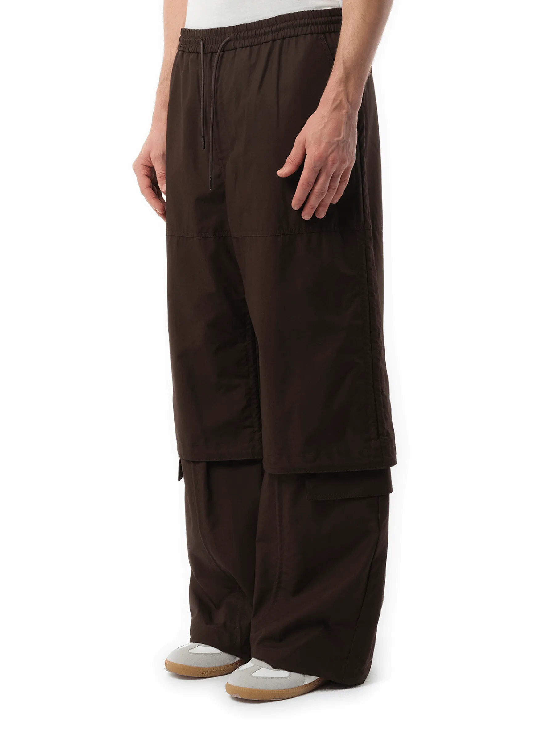Brushed Cotton Puckered Pants in Brown
