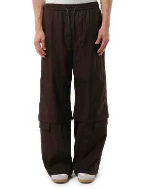 Brushed Cotton Puckered Pants in Brown