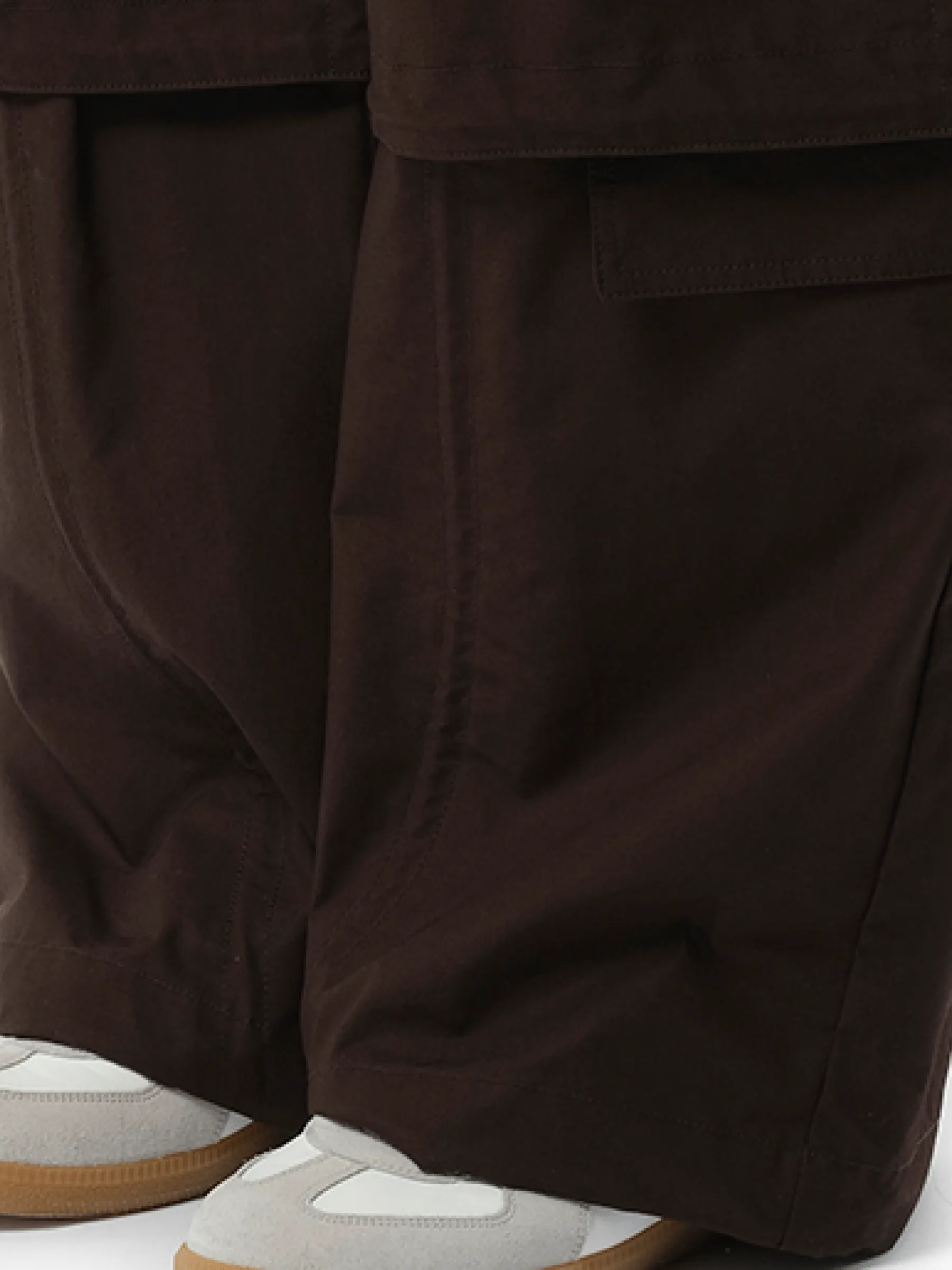 Brushed Cotton Puckered Pants in Brown