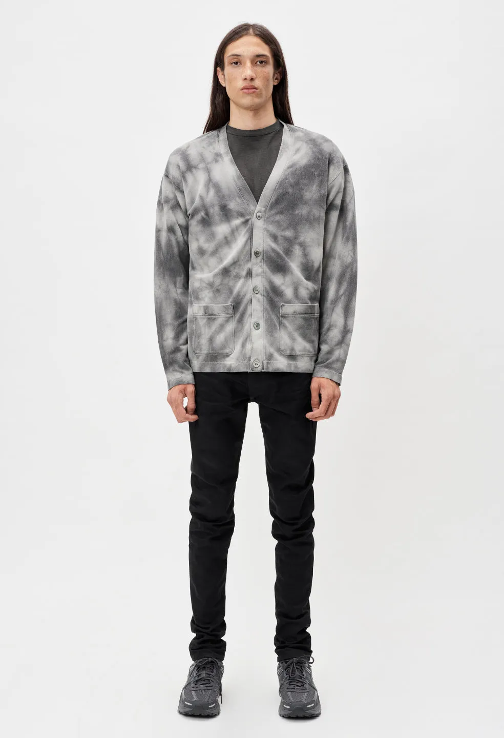Charcoal Tie Dye Cardigan / Lunar
