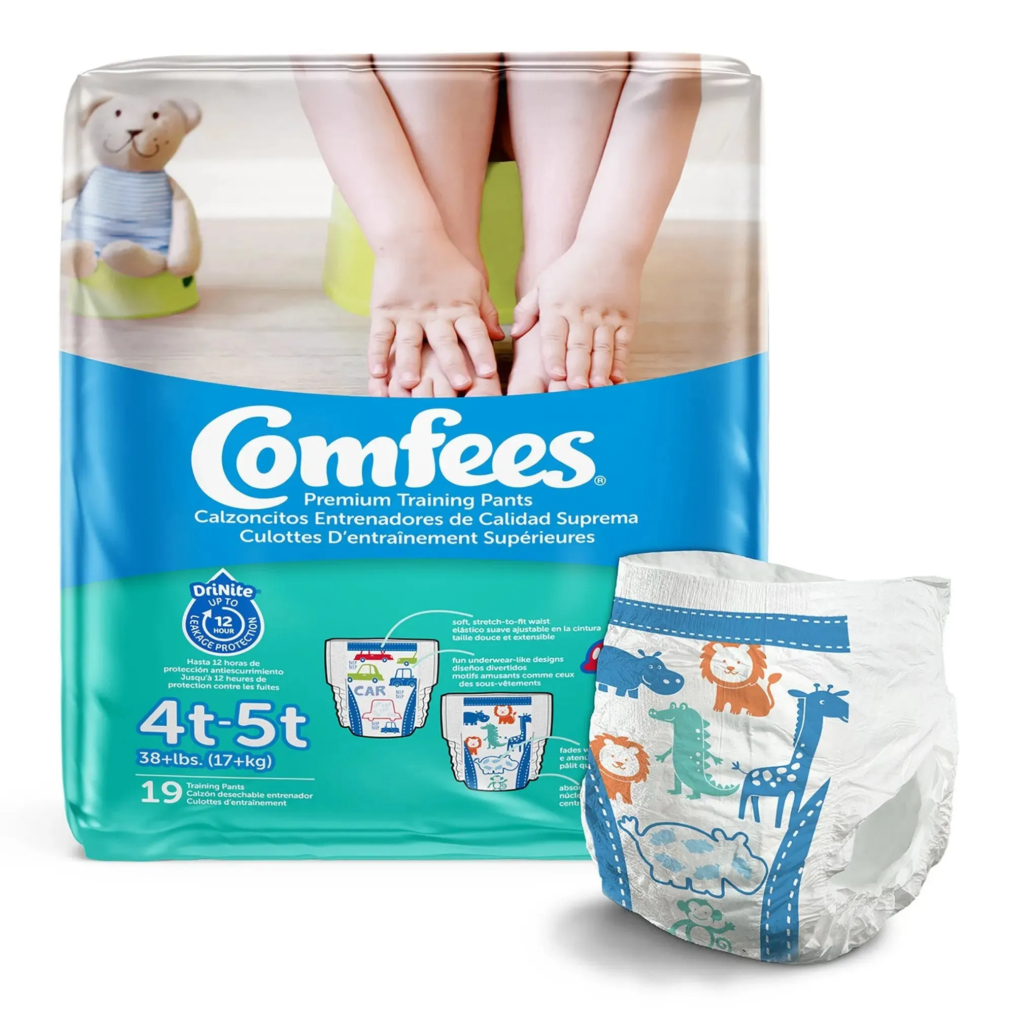 Comfees Training Pants, 12-Hour Protection, Male Toddler, 4T-5T, Over 38 Lbs