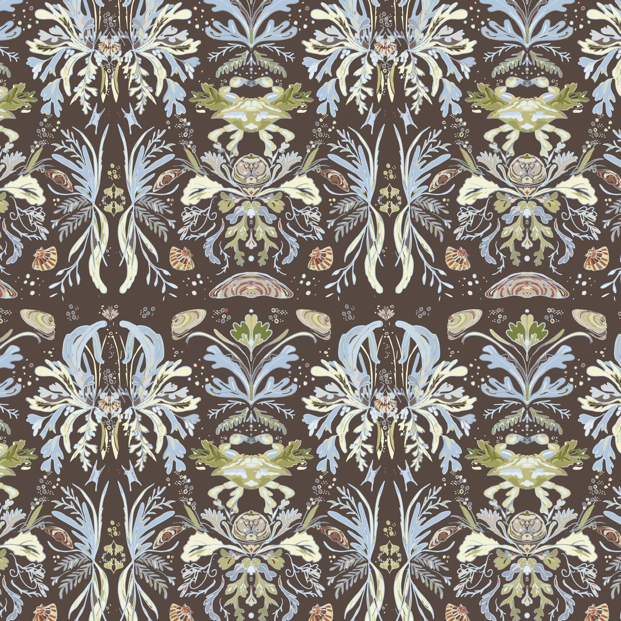 crab browndmask@2x - Natural Fiber Fabric by the Yard