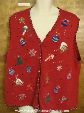 Crafty Red Vest Ugly Christmas Sweater Vest