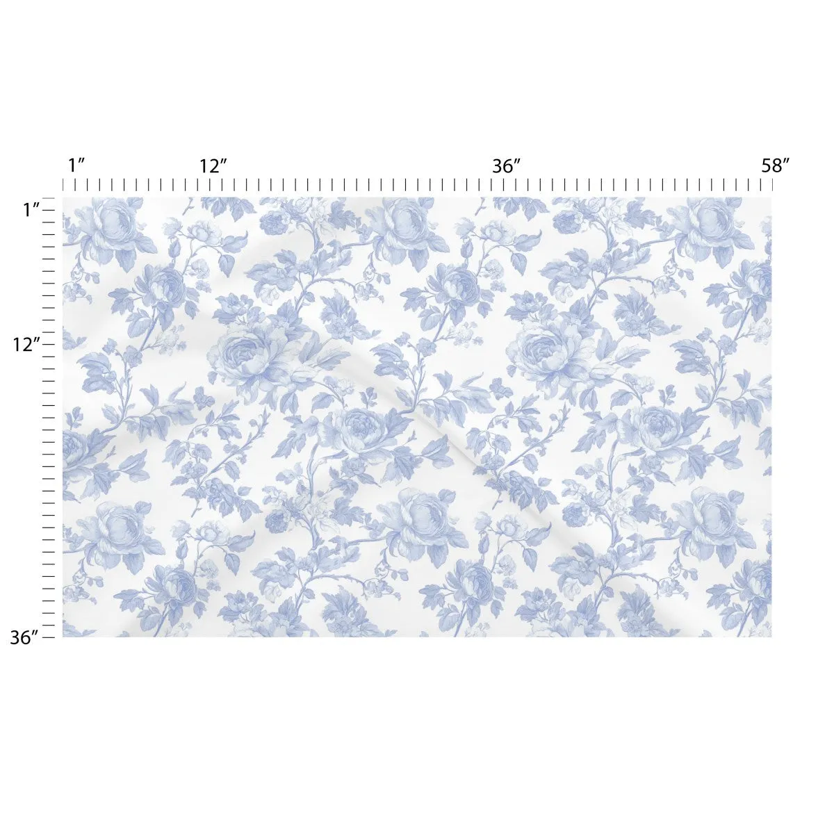 Curtain Blue Toile - Natural Fiber Fabric by the Yard