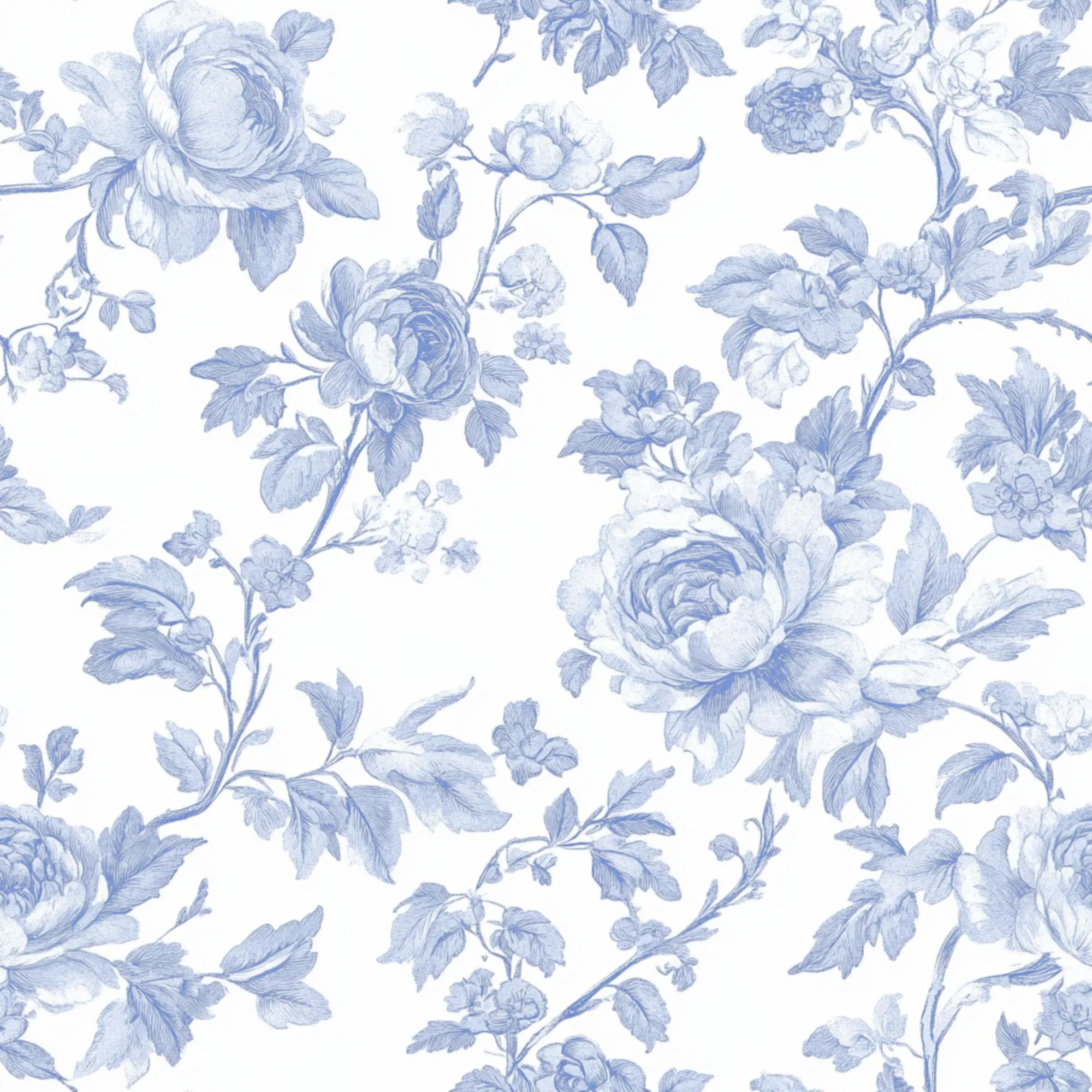 Curtain Blue Toile - Natural Fiber Fabric by the Yard