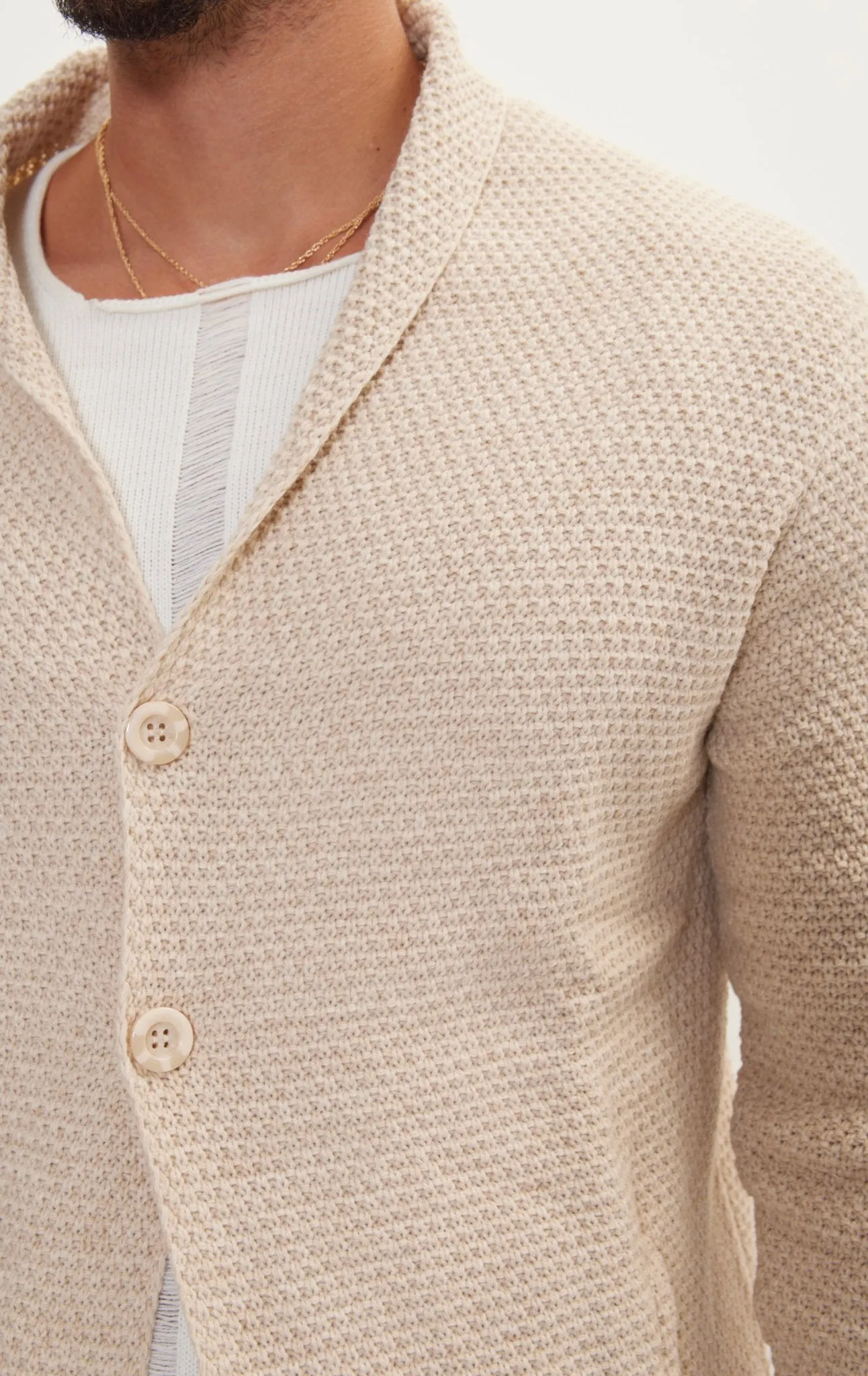 Distorted Knitted Cardigan - Stone