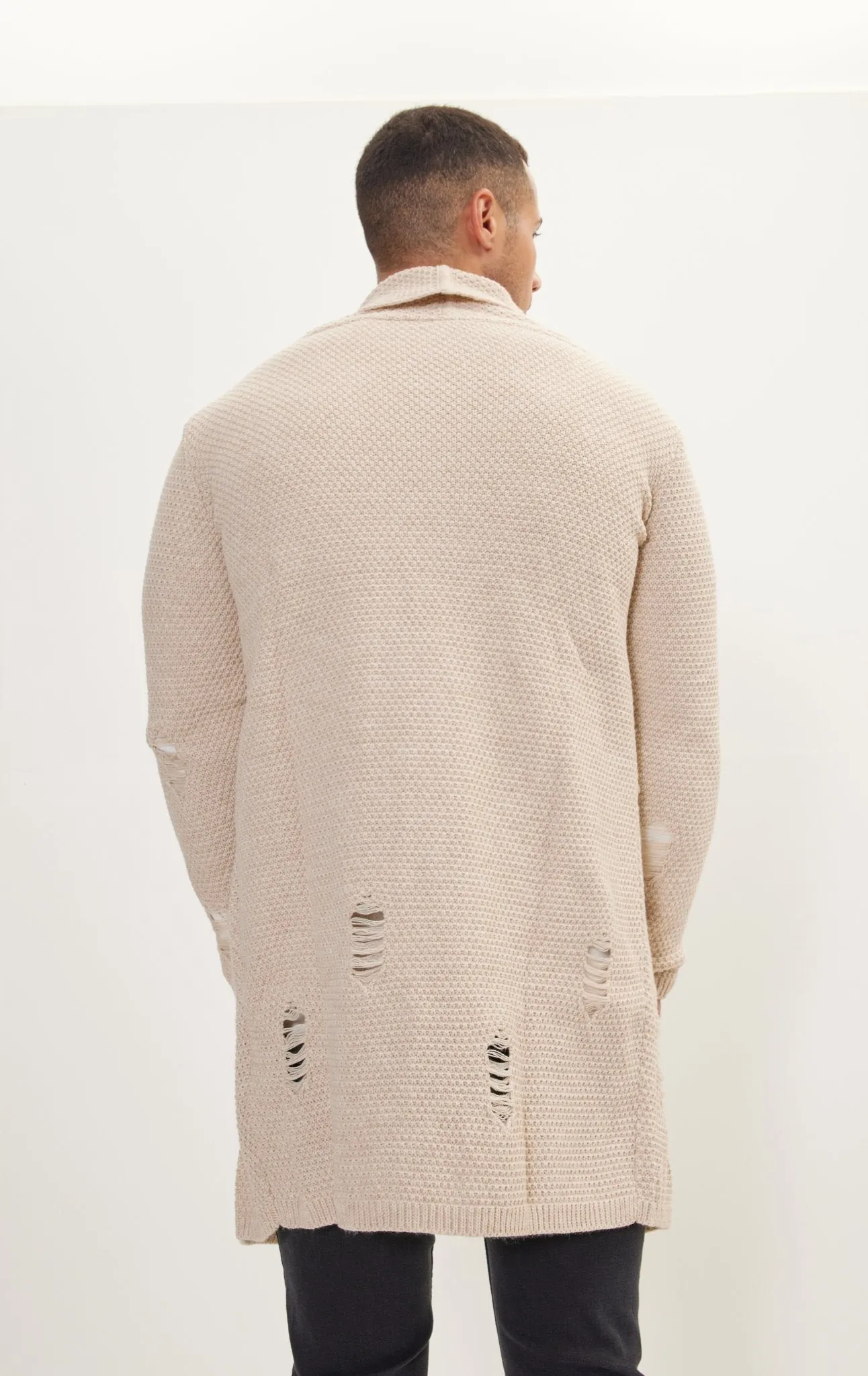 Distorted Knitted Cardigan - Stone