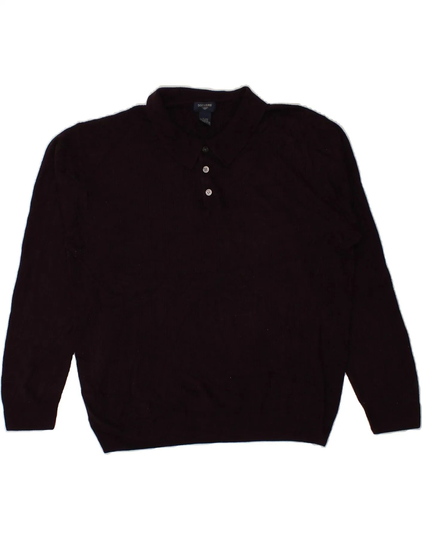DOCKERS Mens Polo Neck Jumper Sweater XL Burgundy Acrylic