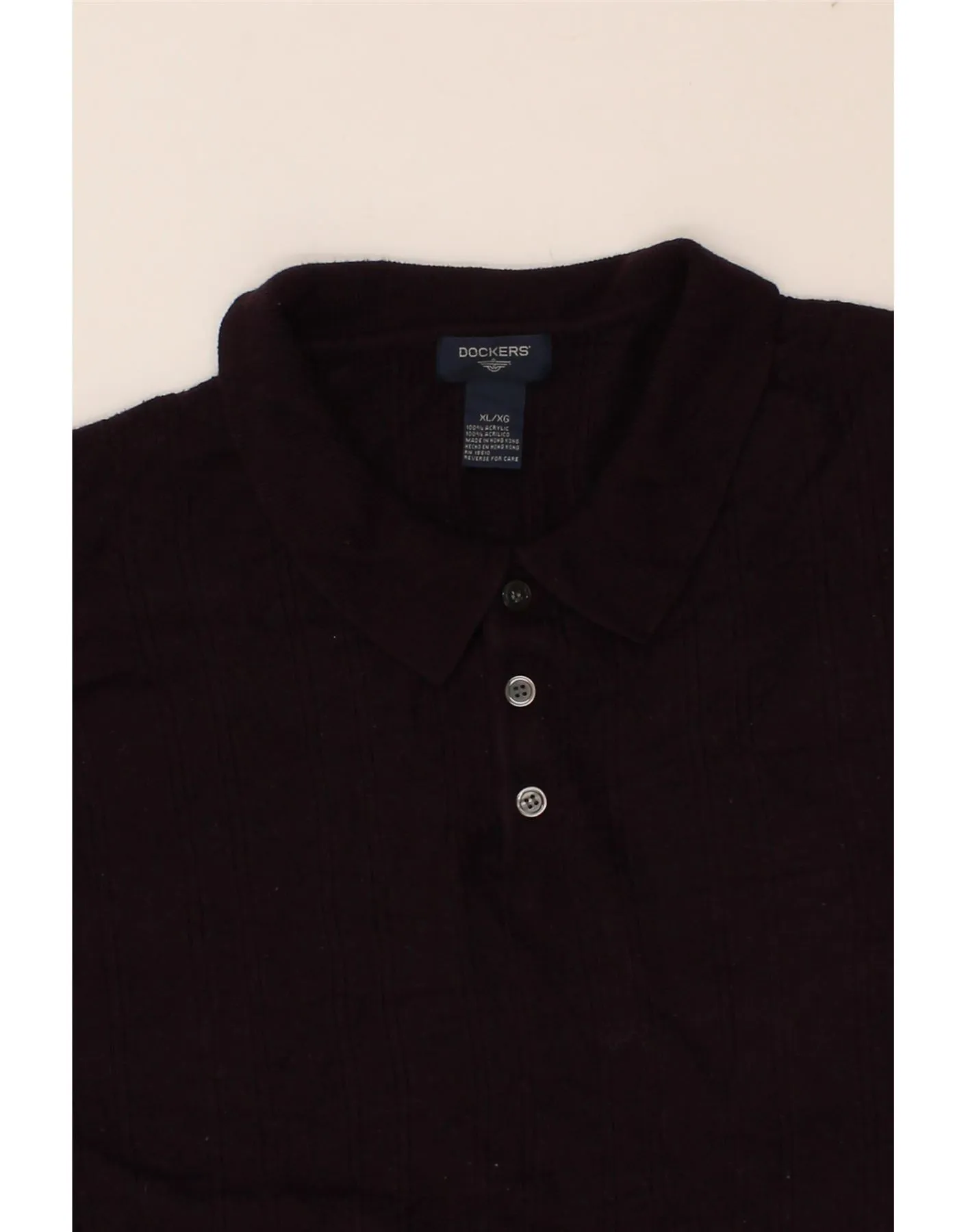 DOCKERS Mens Polo Neck Jumper Sweater XL Burgundy Acrylic