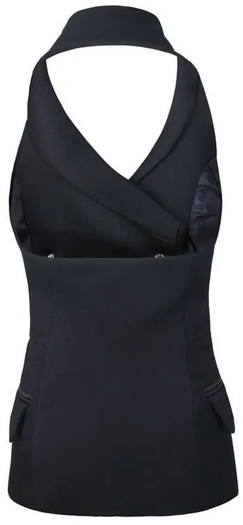 Double-Breasted Sleeveless Vest/Top in Black