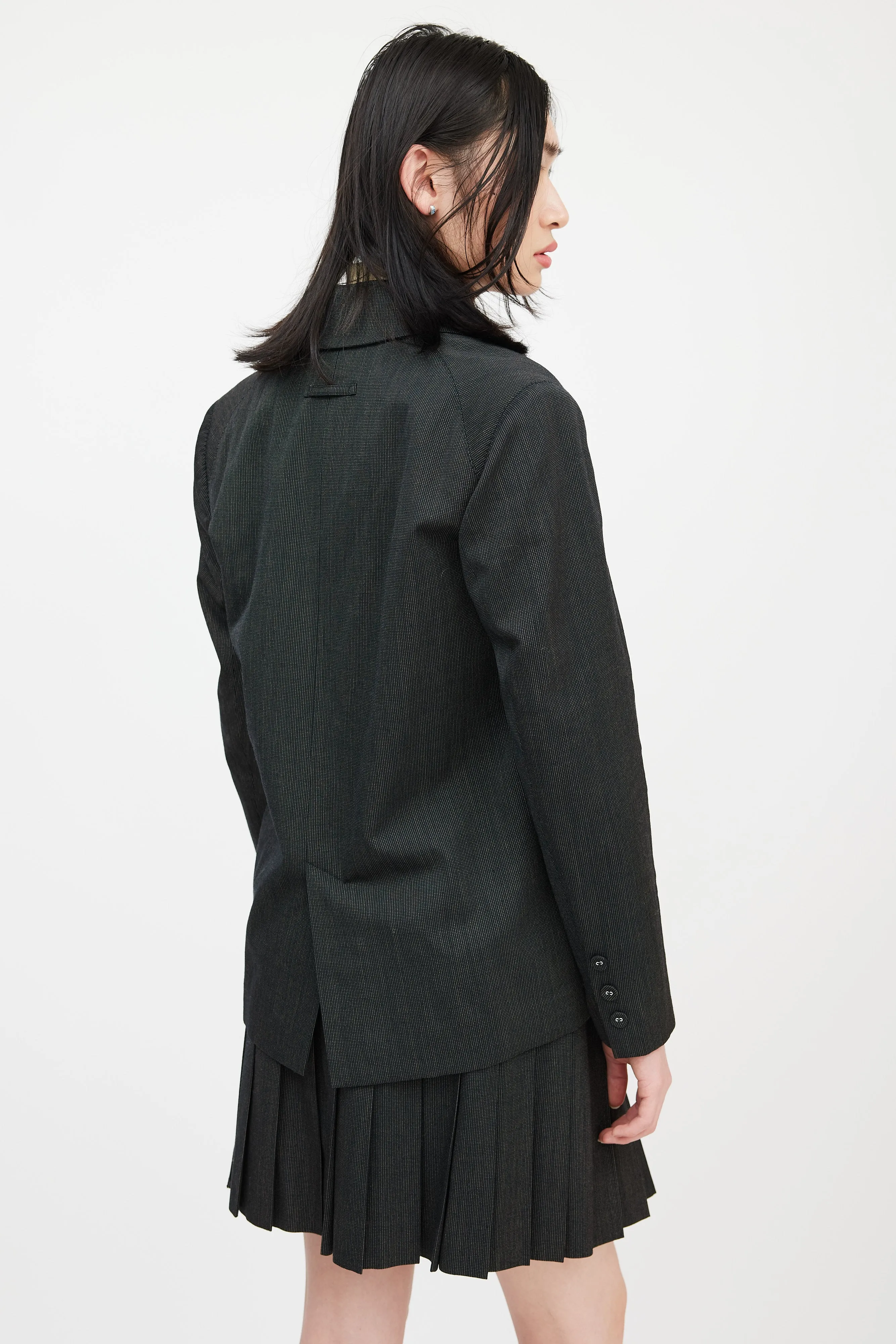 Femme Black Pinstripe Skirt Suit