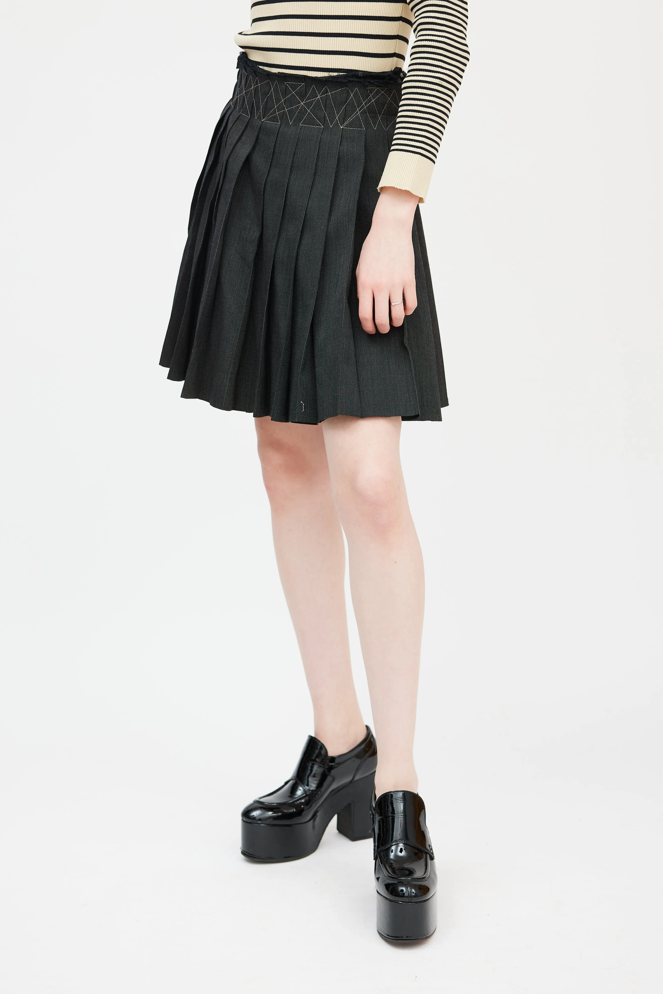 Femme Black Pinstripe Skirt Suit
