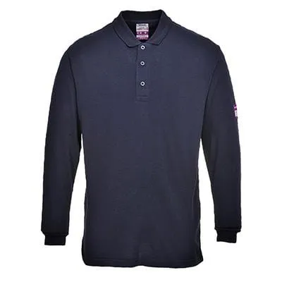 Flame Resistant Anti-Static Long Sleeve Polo Shirt - All Sizes