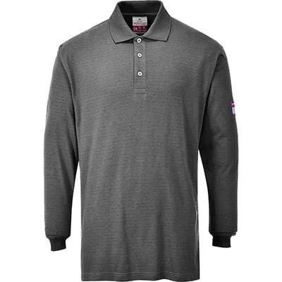 Flame Resistant Anti-Static Long Sleeve Polo Shirt - All Sizes