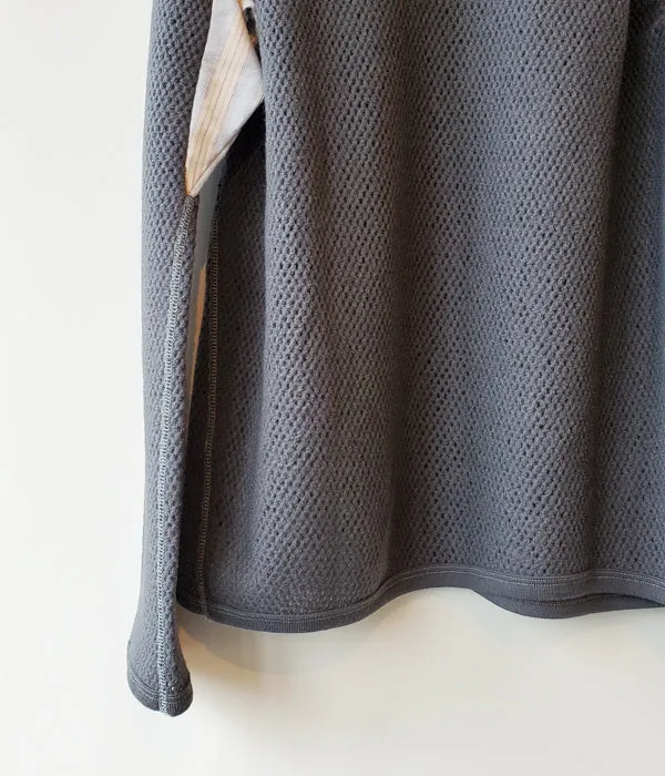FUMIKA_UCHIDA/Striped Flannel Wool Mesh LONG-SLEEVE THERMAL(INK)