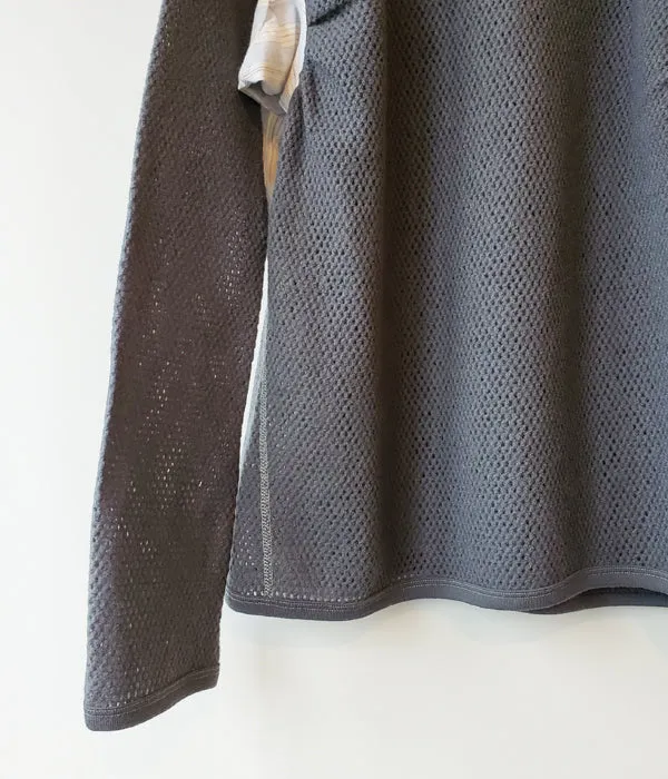 FUMIKA_UCHIDA/Striped Flannel Wool Mesh LONG-SLEEVE THERMAL(INK)