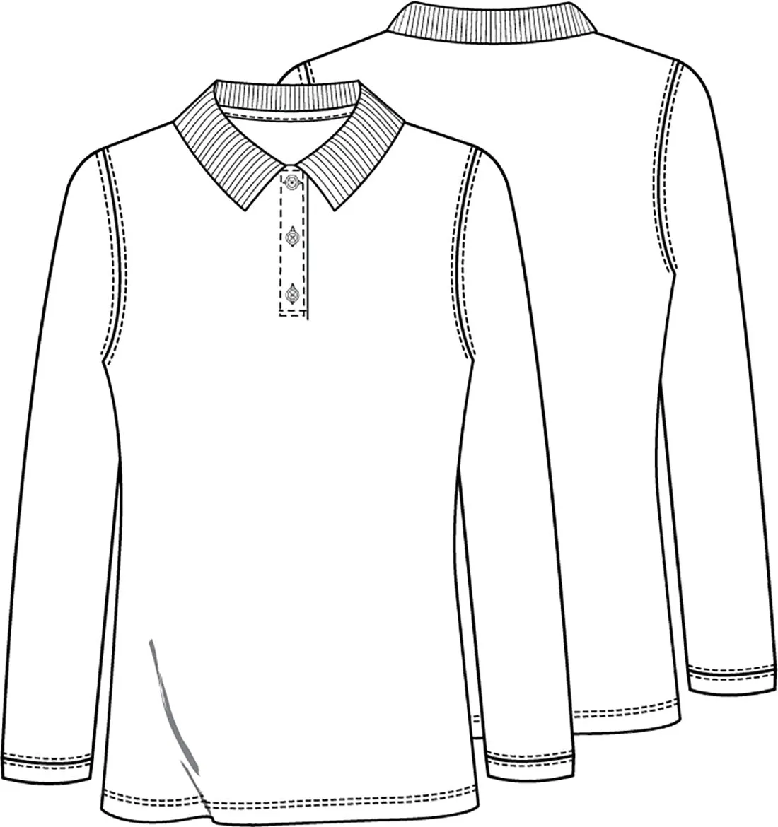 Girls LONG SLEEVE BURGUNDY PIQUE POLO
