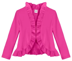 Girls Soft Cotton Jersey Ruffle Cardigan