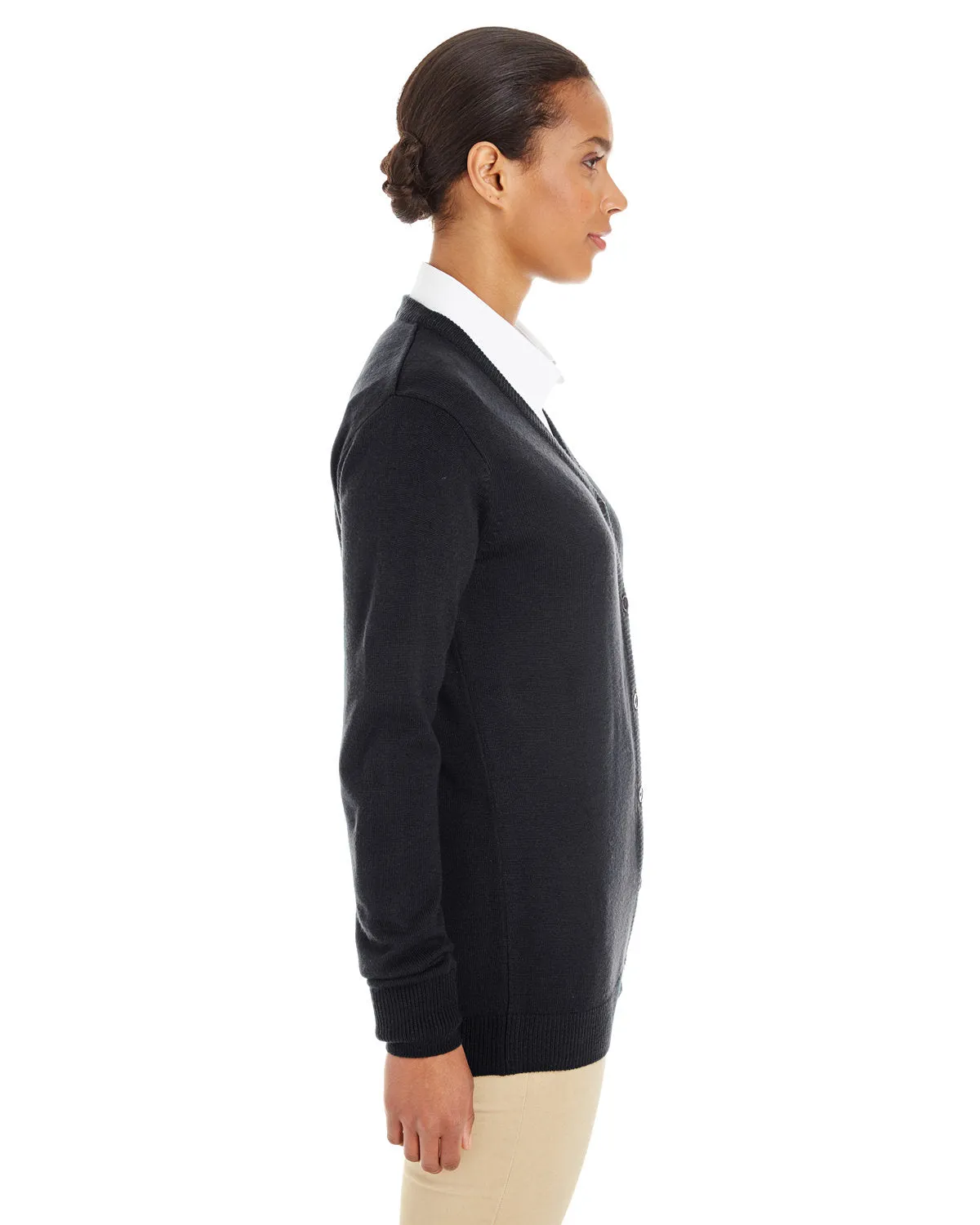 Harriton M425W Ladies' Pilbloc V-Neck Button Cardigan Sweater