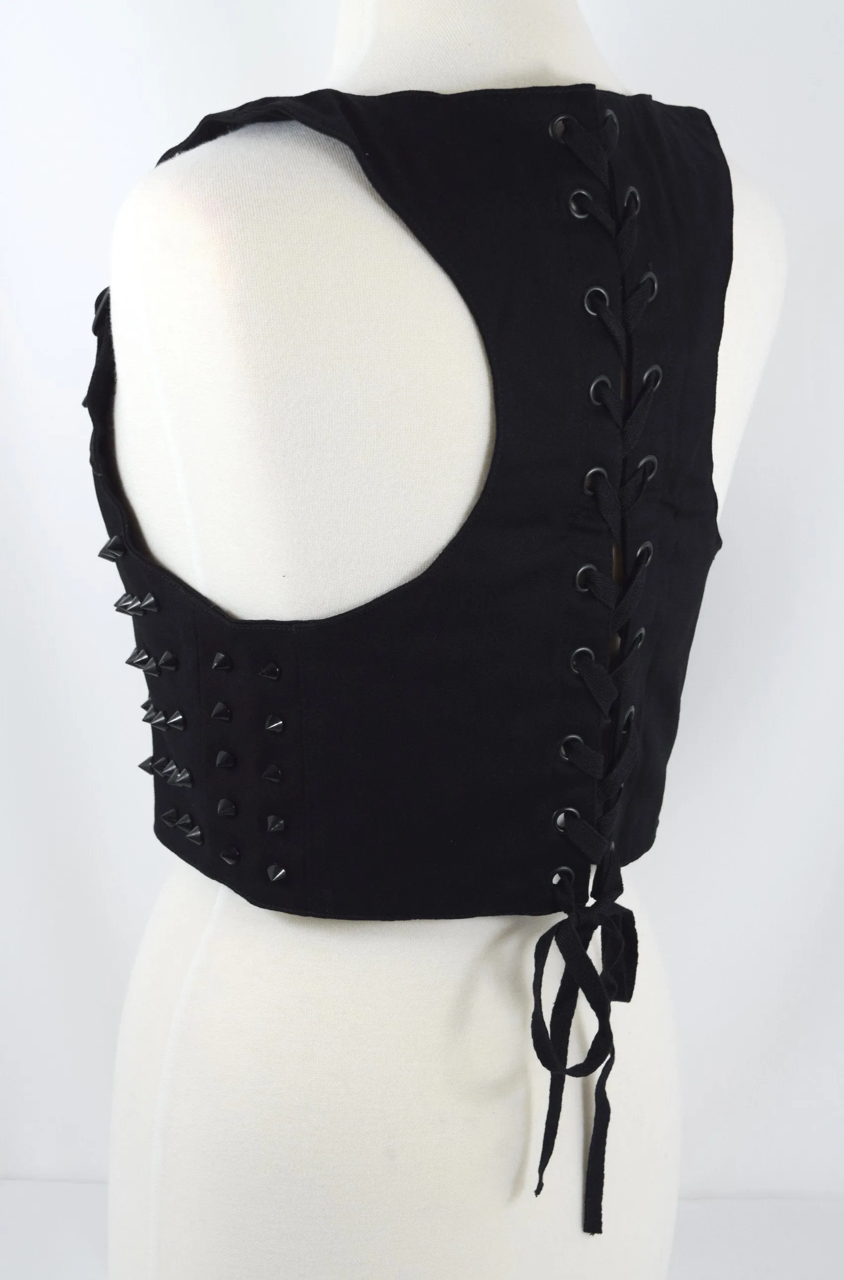 Heartless Gothic Punk Grunge Black Gothic buckle harness vest With studs