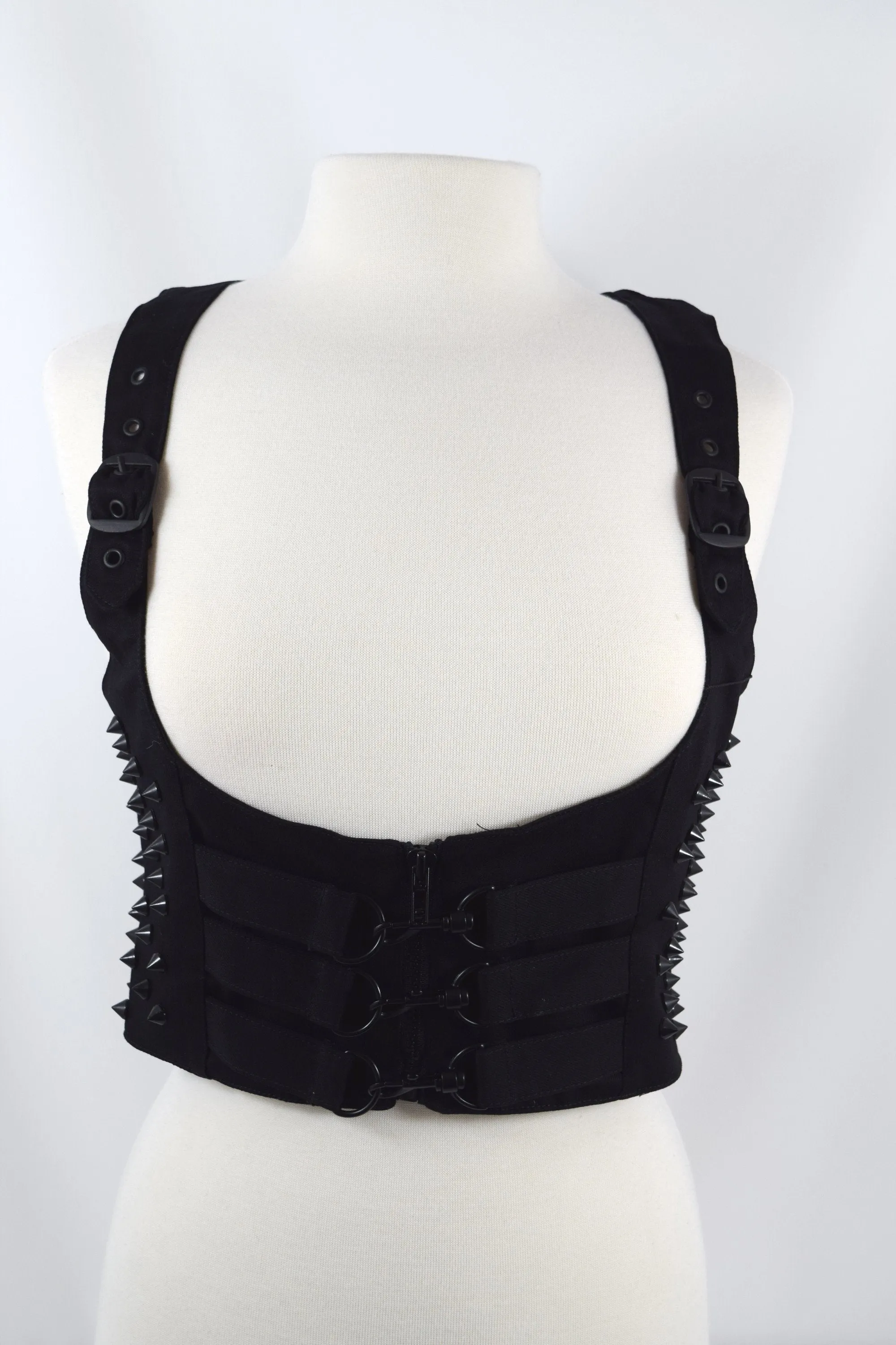 Heartless Gothic Punk Grunge Black Gothic buckle harness vest With studs