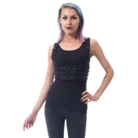 Heartless Gothic Punk Grunge Black Gothic buckle harness vest With studs