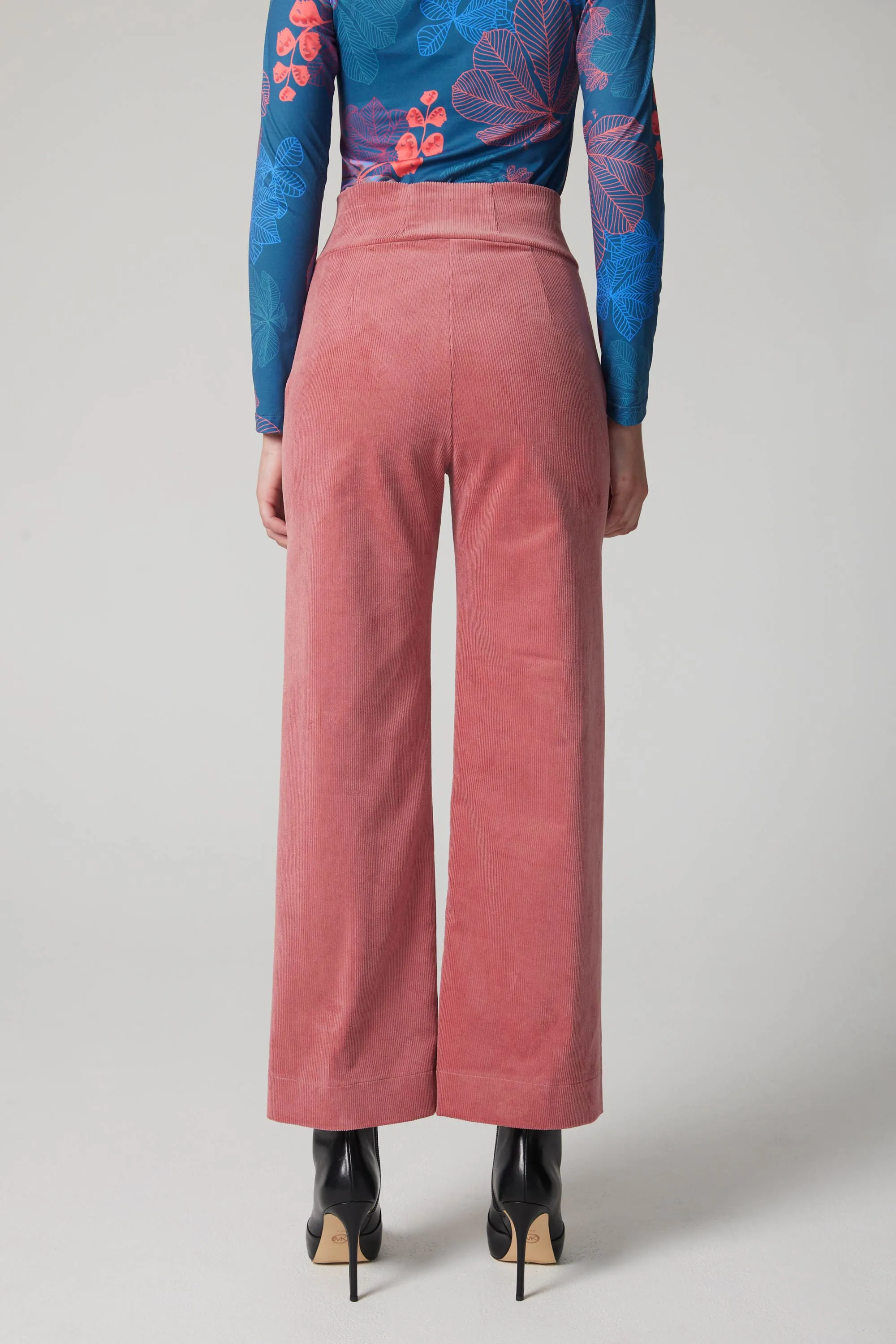 High-Rise Corduroy Straight Leg Pants - Pink