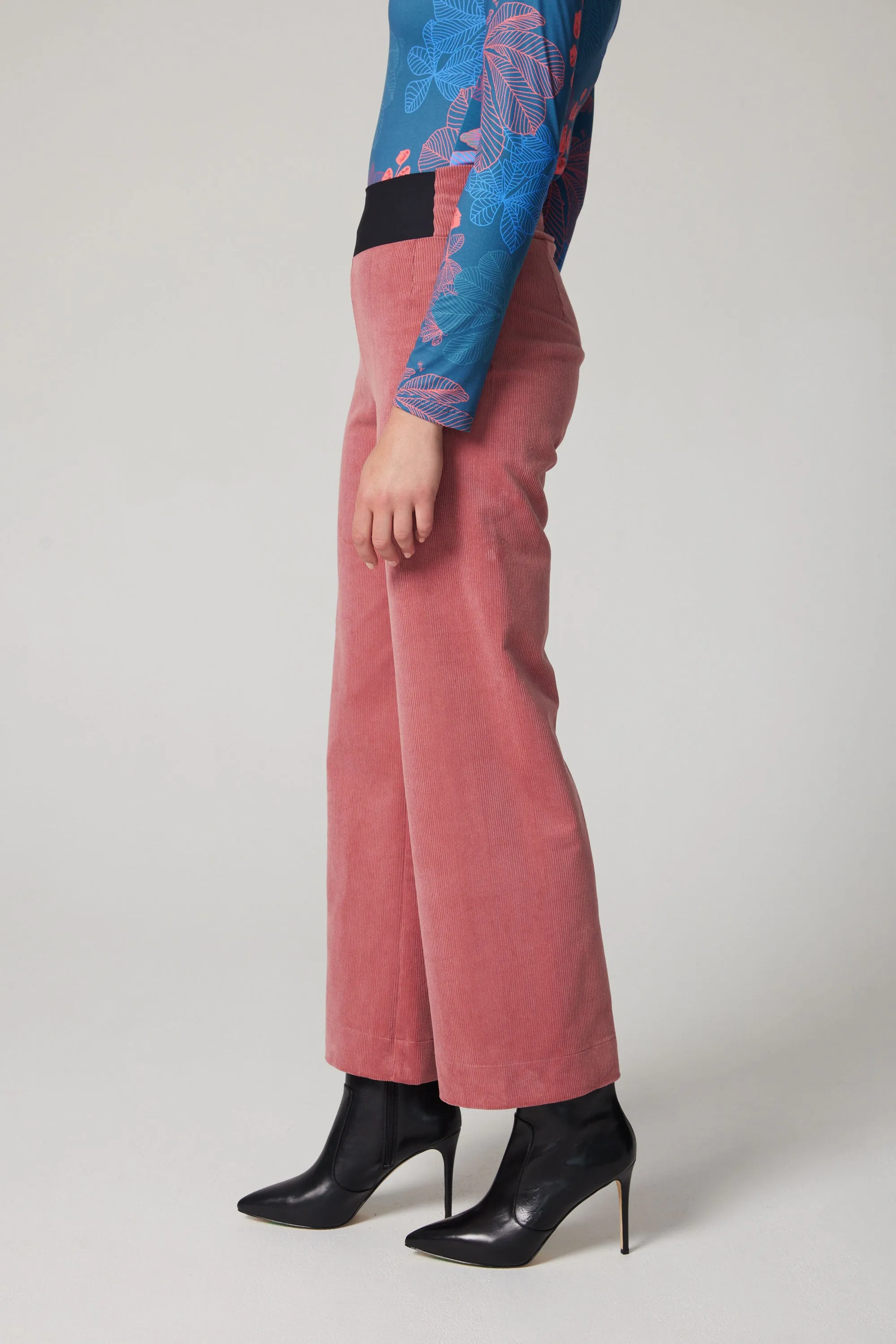 High-Rise Corduroy Straight Leg Pants - Pink