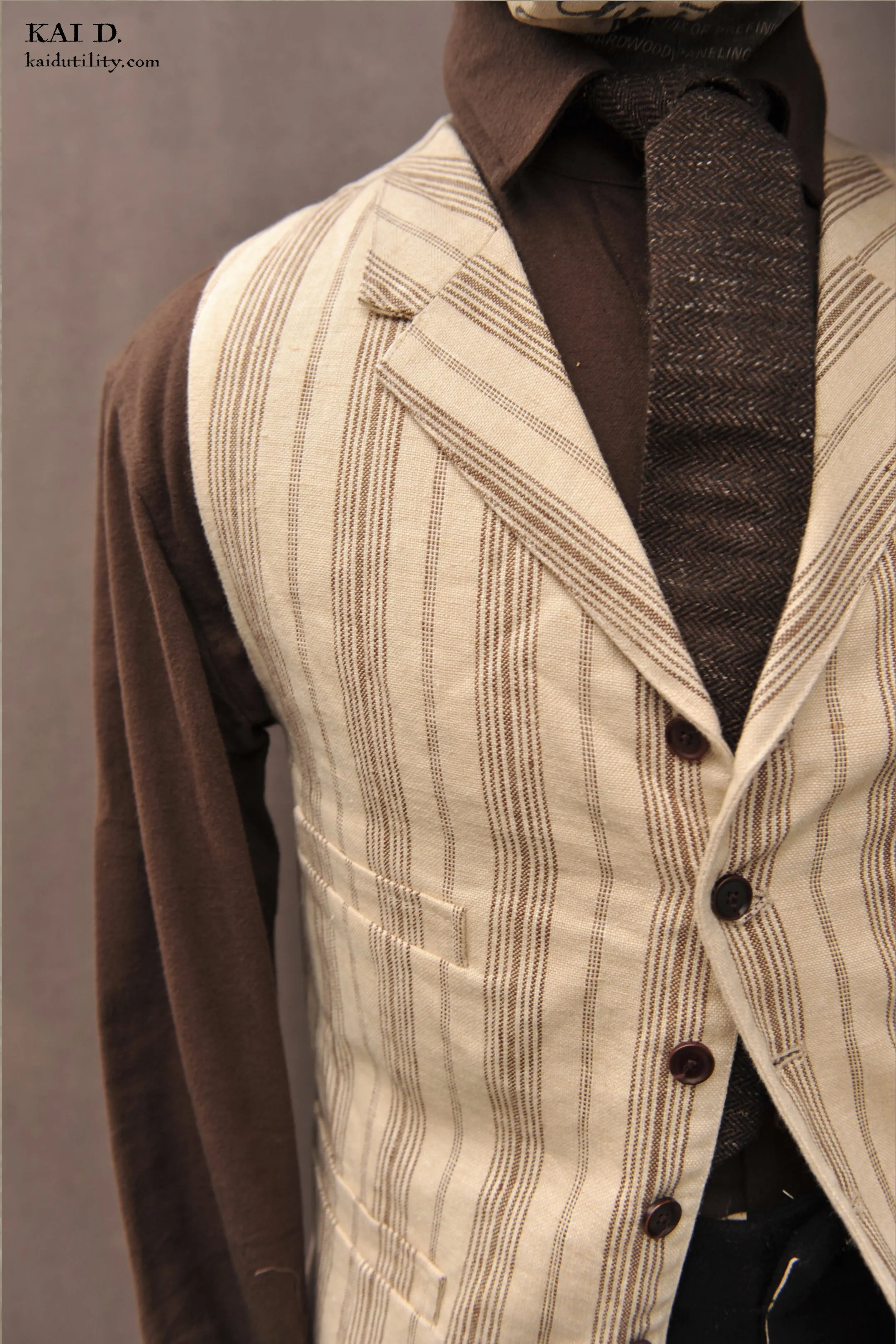 Italian Linen Doyle Vest - Sand - S/M