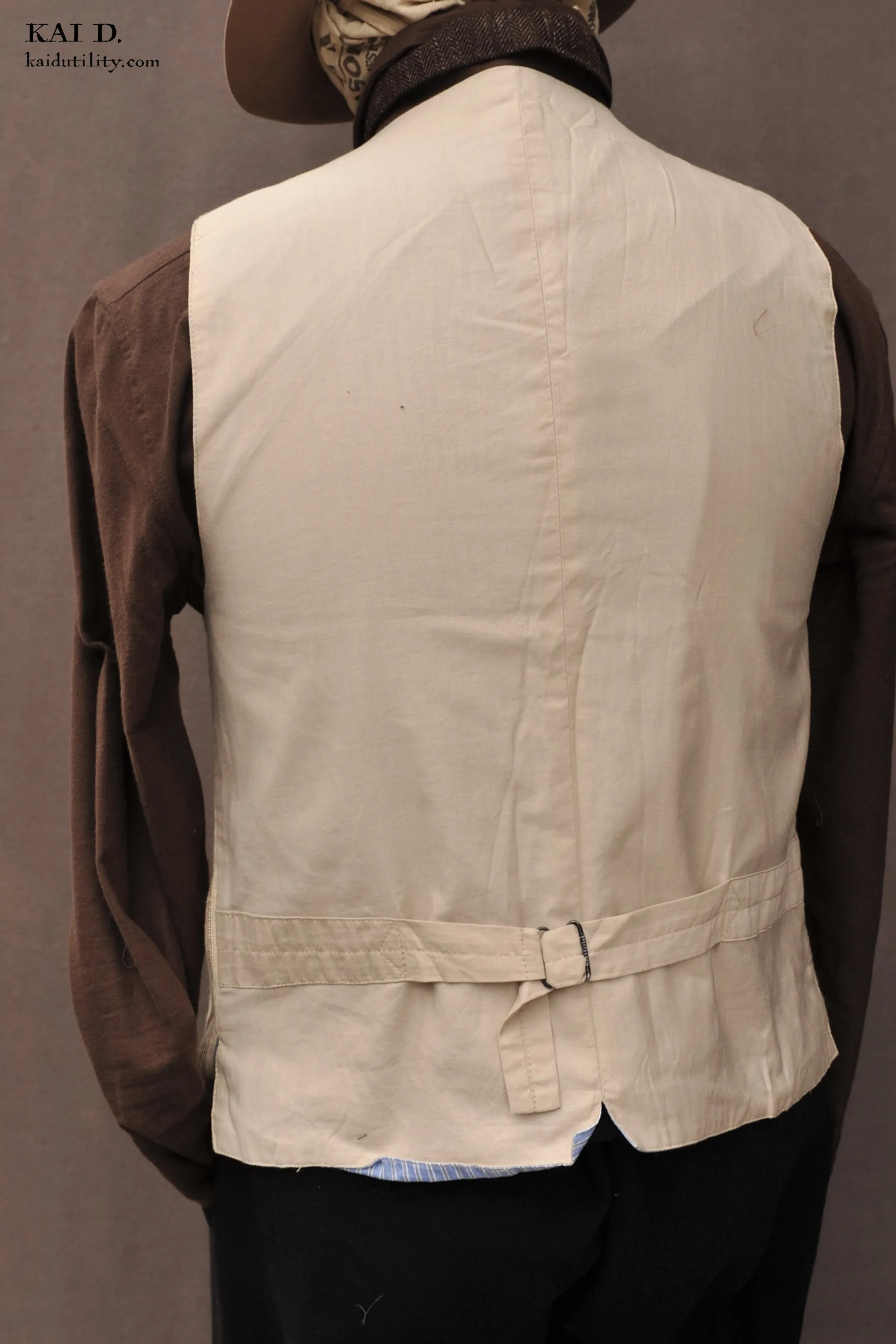 Italian Linen Doyle Vest - Sand - S/M