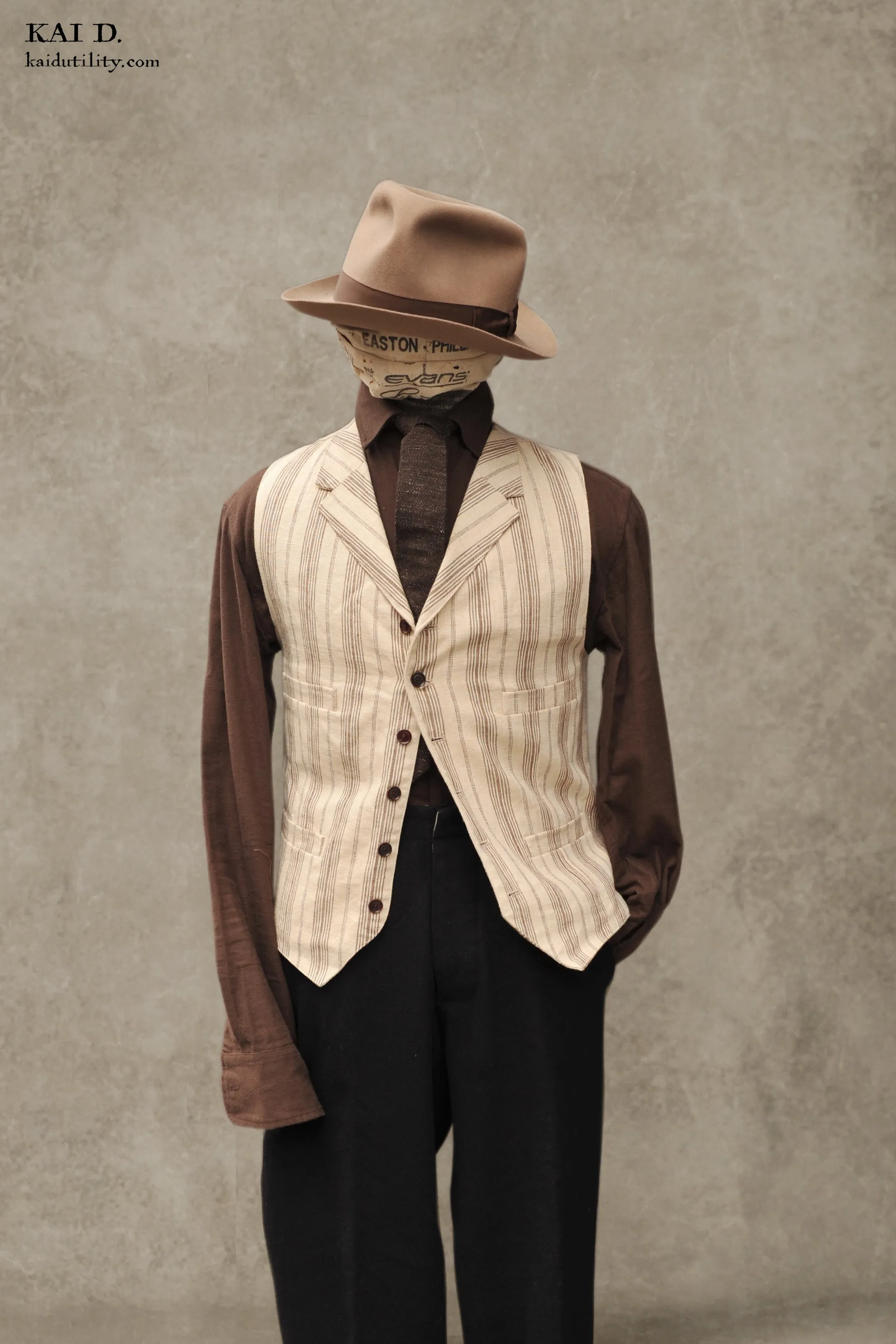 Italian Linen Doyle Vest - Sand - S/M