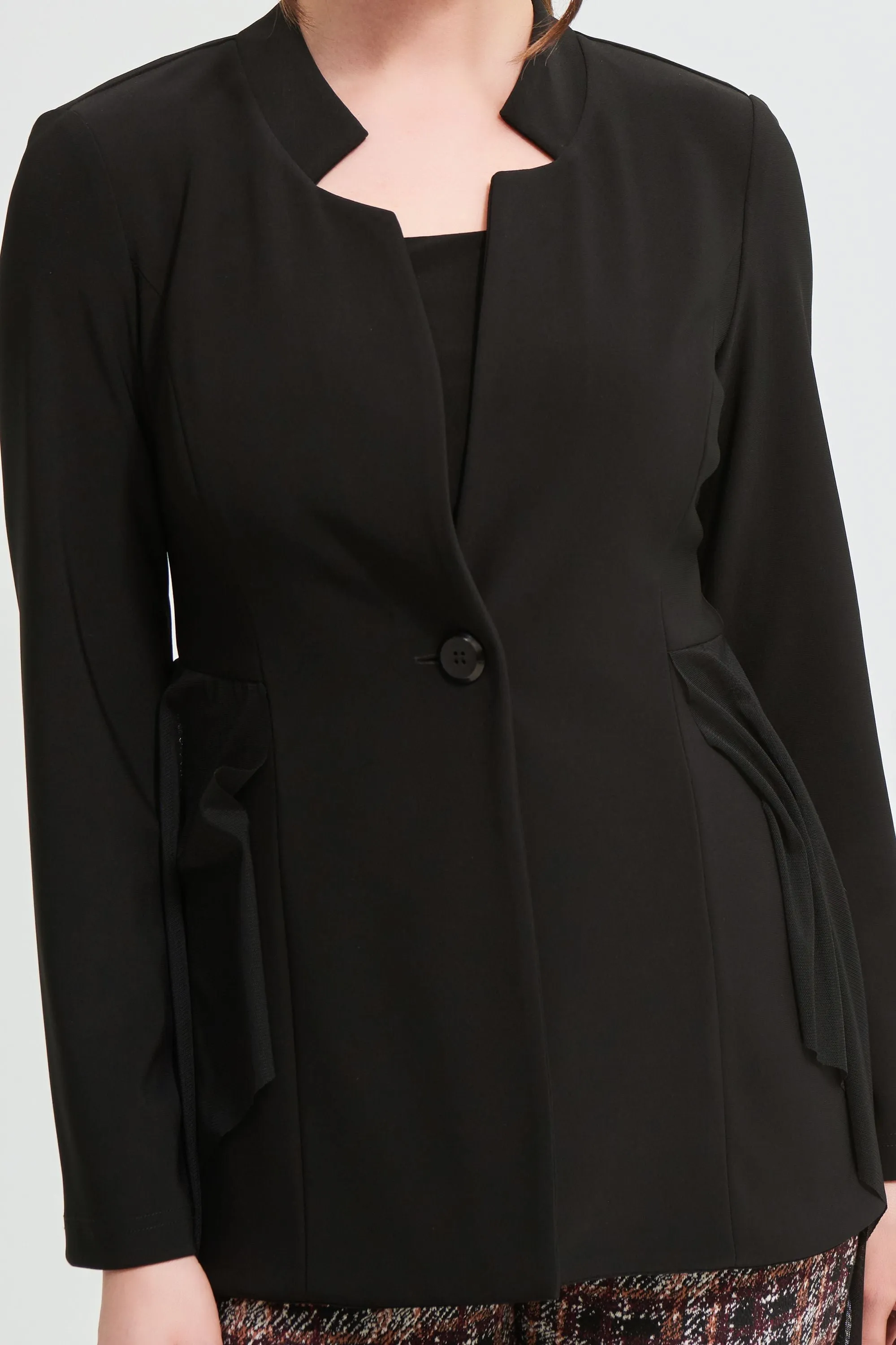 Joseph Ribkoff Pleated Mesh Hem Jacket