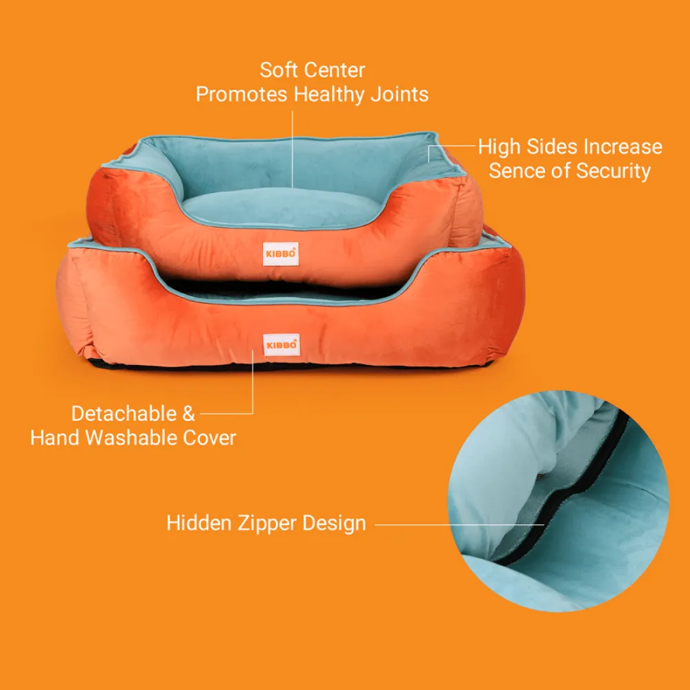Kibbo Lounger Bed for Dogs and Cats (Aqua/Blue)