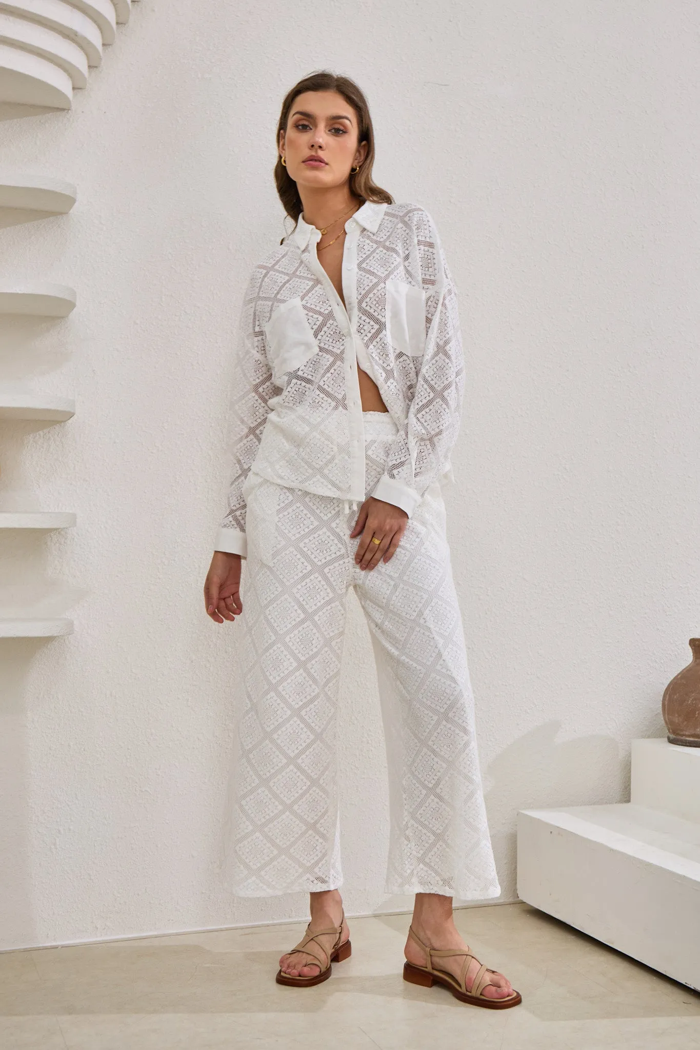 Kiran White Lace Pants