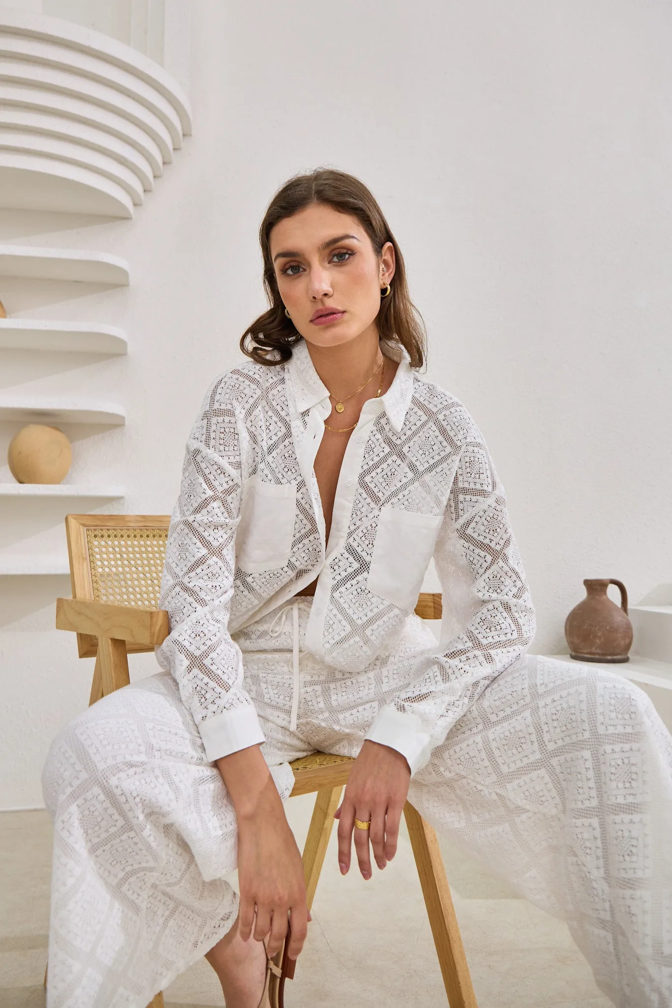 Kiran White Lace Pants
