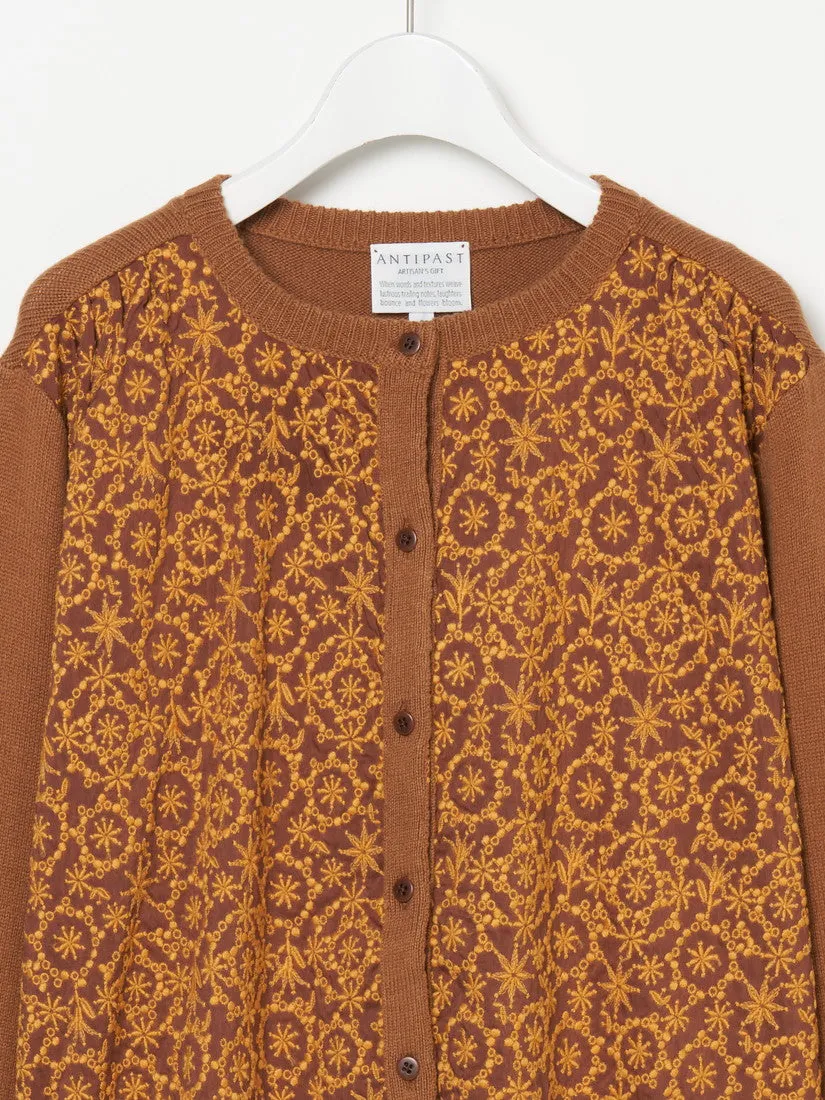 Knit Cardigan with Embroidery Fabric カーディガン