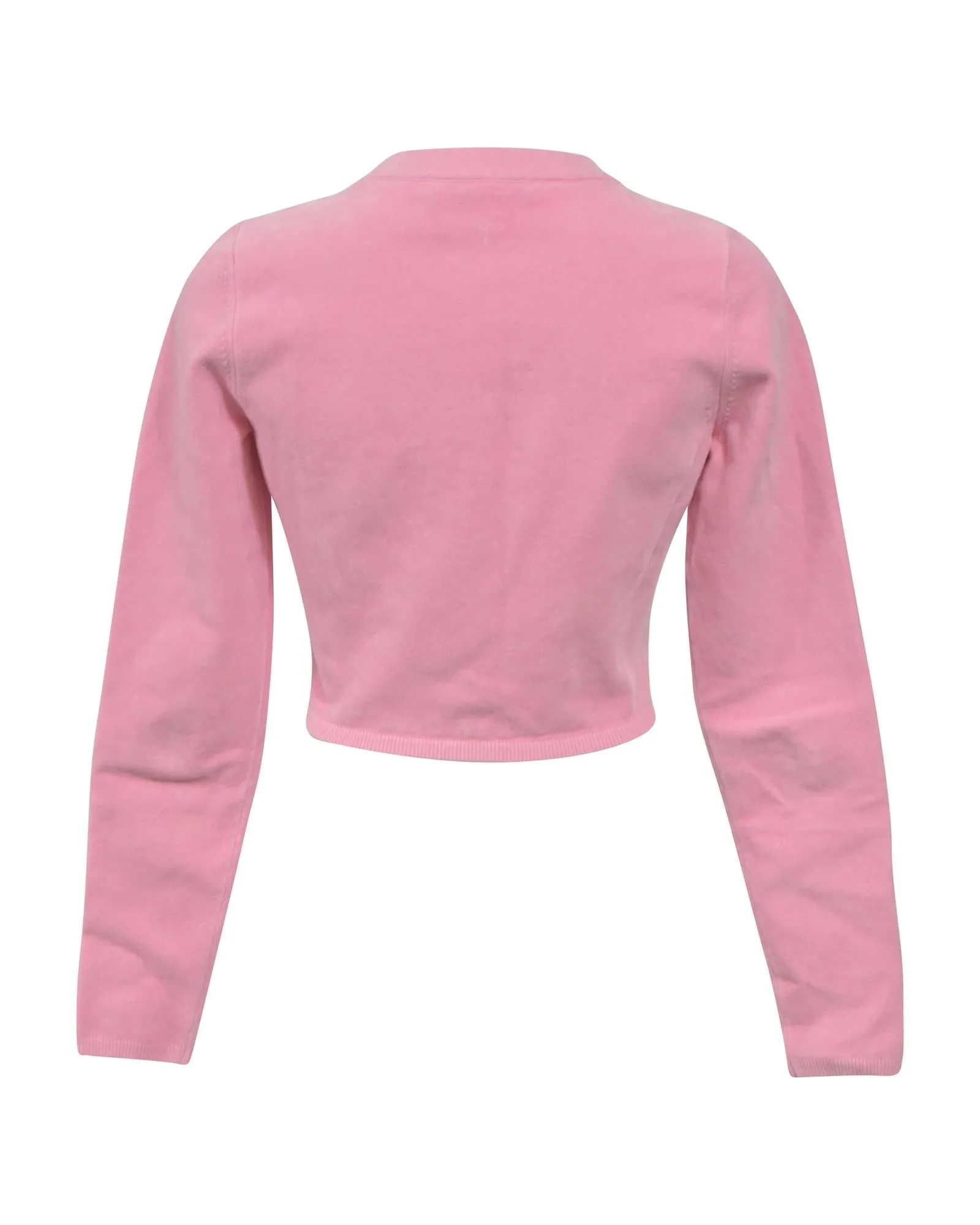 Logo-Embossed Cropped Merino Wool Cardigan with Ribbed-Knit Edges
