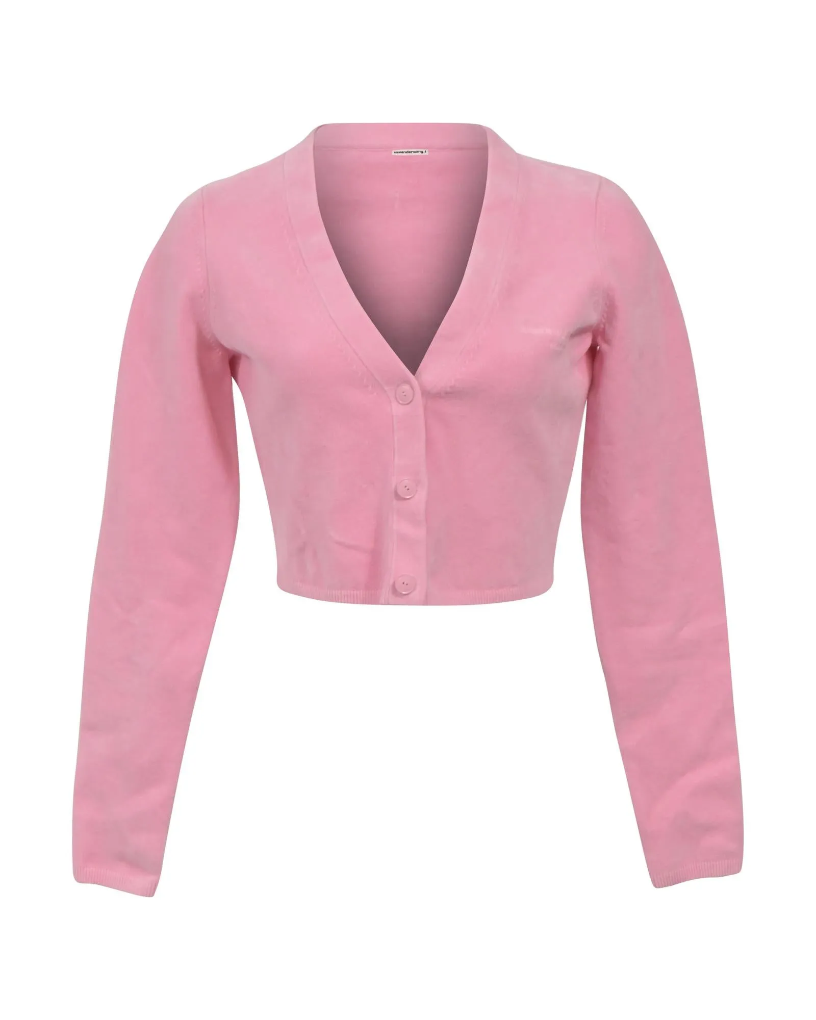 Logo-Embossed Cropped Merino Wool Cardigan with Ribbed-Knit Edges