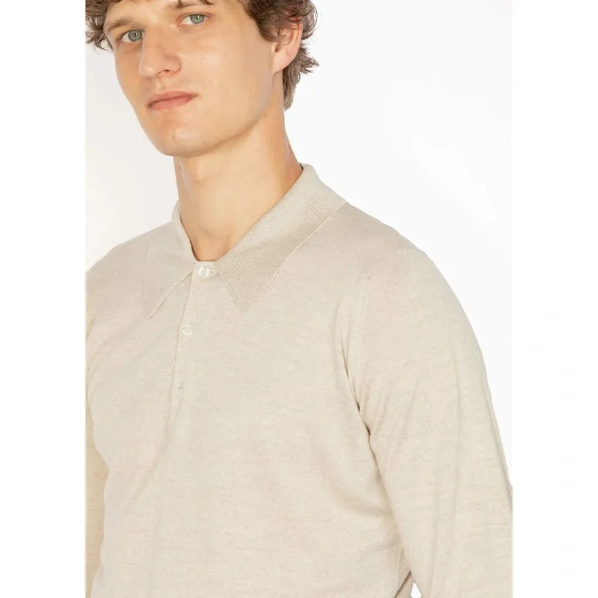 Long Sleeve Knitted Polo - Grey Fleece