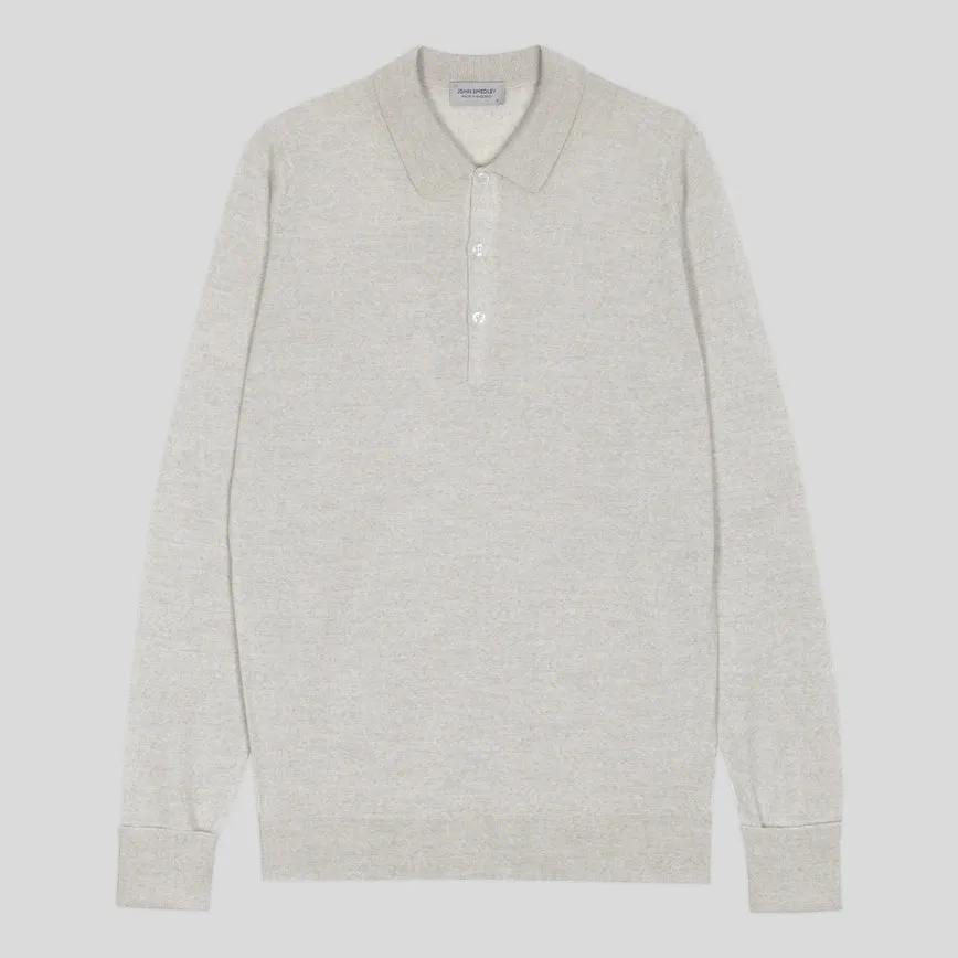 Long Sleeve Knitted Polo - Grey Fleece
